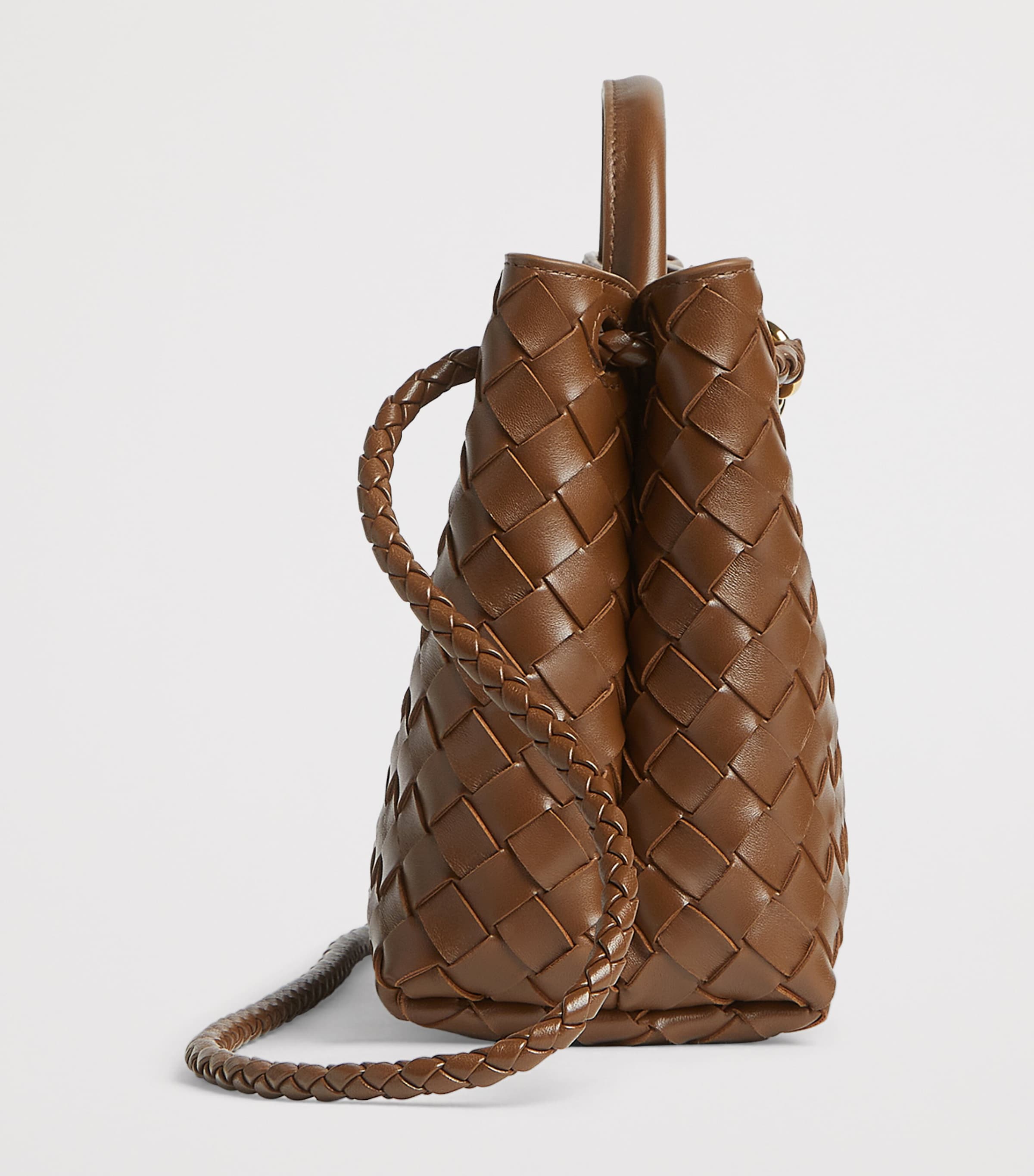 Bottega Veneta Grey Small Leather Andiamo Top-Handle Bag | Harrods US