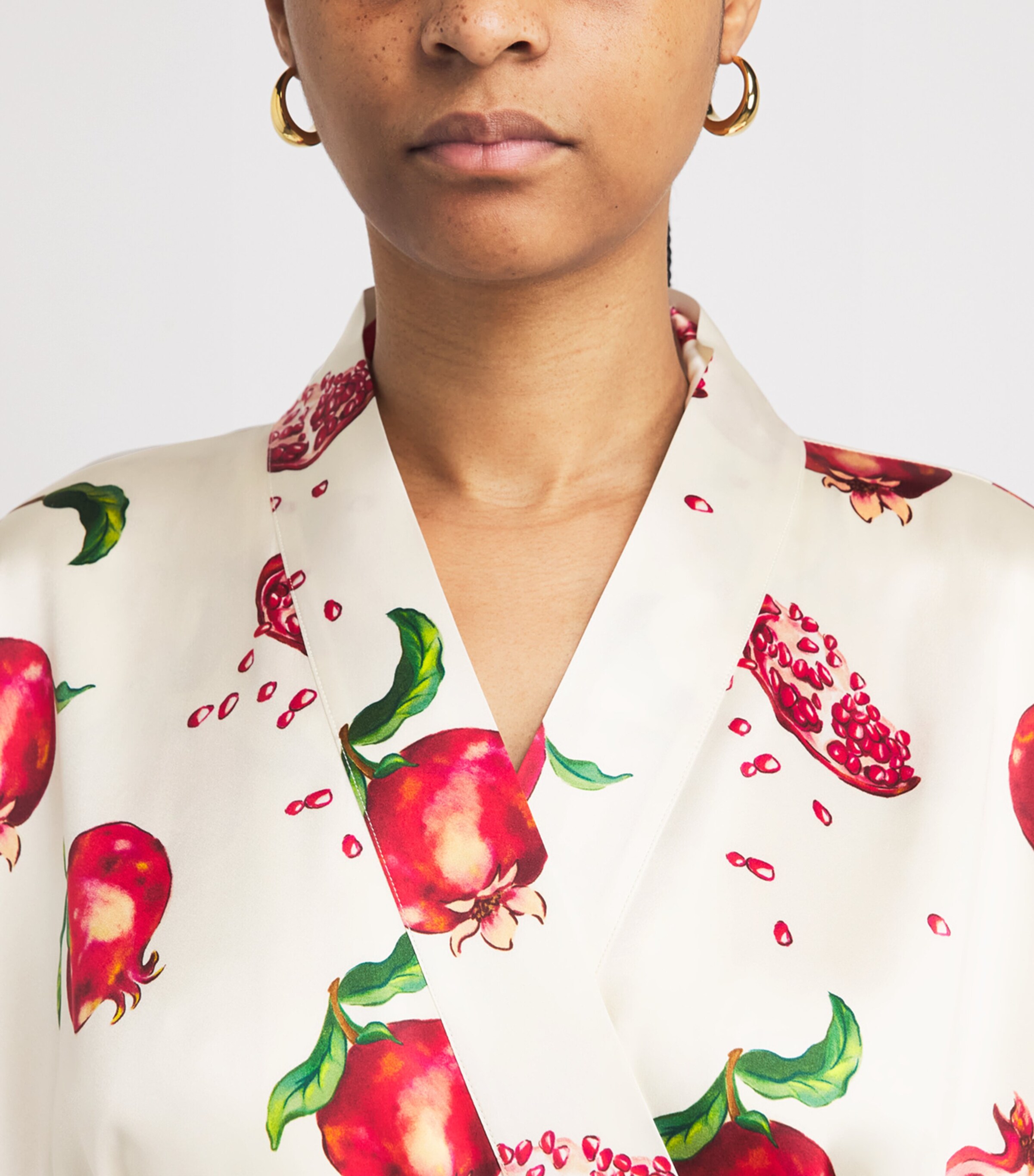 Olivia von Halle Womens Silk Pomegranate Queenie Robe Allegra Image 5