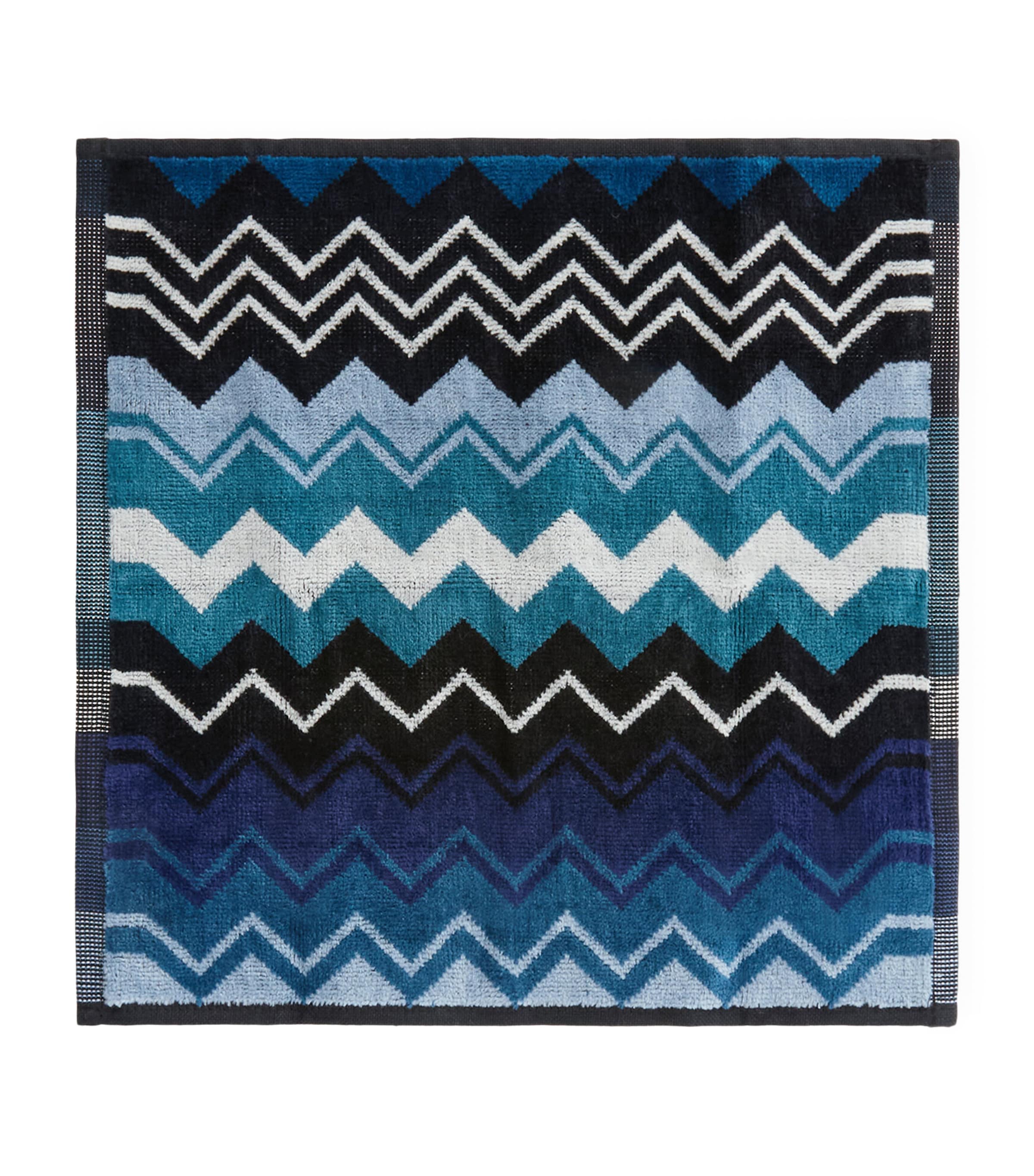 Missoni Home Set of 6 Giacomo Facecloths (30cm x 30cm) Blue Image 2