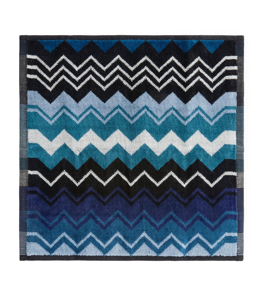 Missoni Home Set of 6 Giacomo Facecloths (30cm x 30cm) Blue Image 2