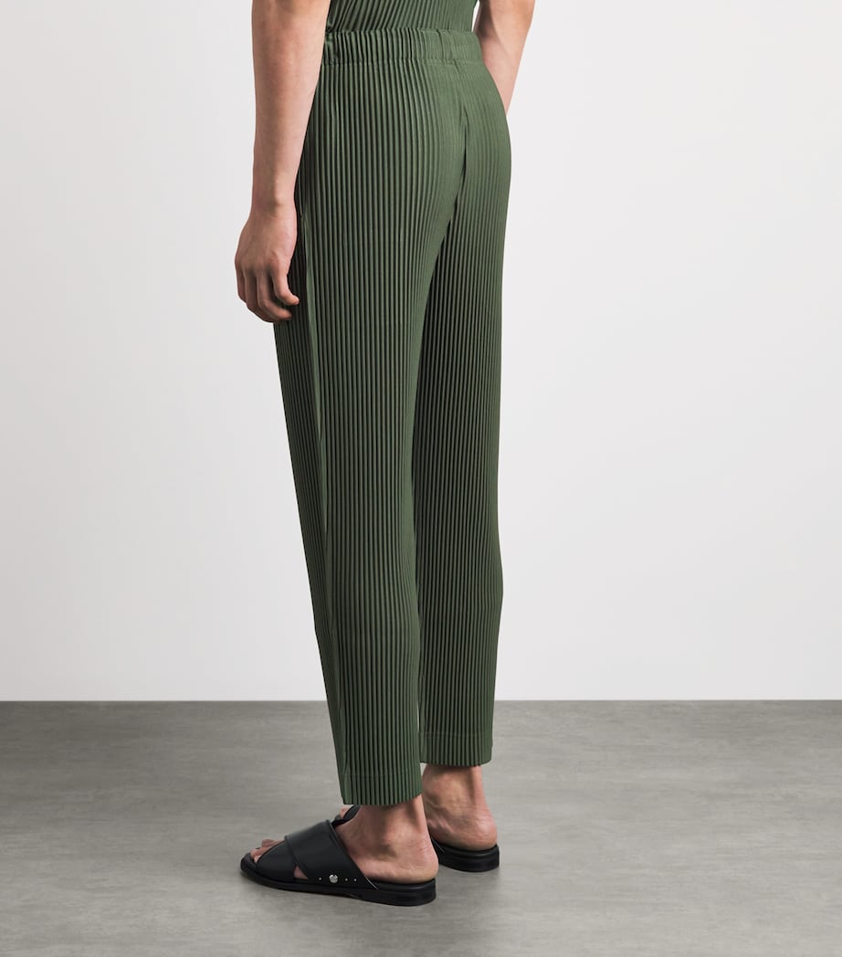 Homme Plissé Issey Miyake Mens Pleated Straight Trousers Duomo Door Green Image 5