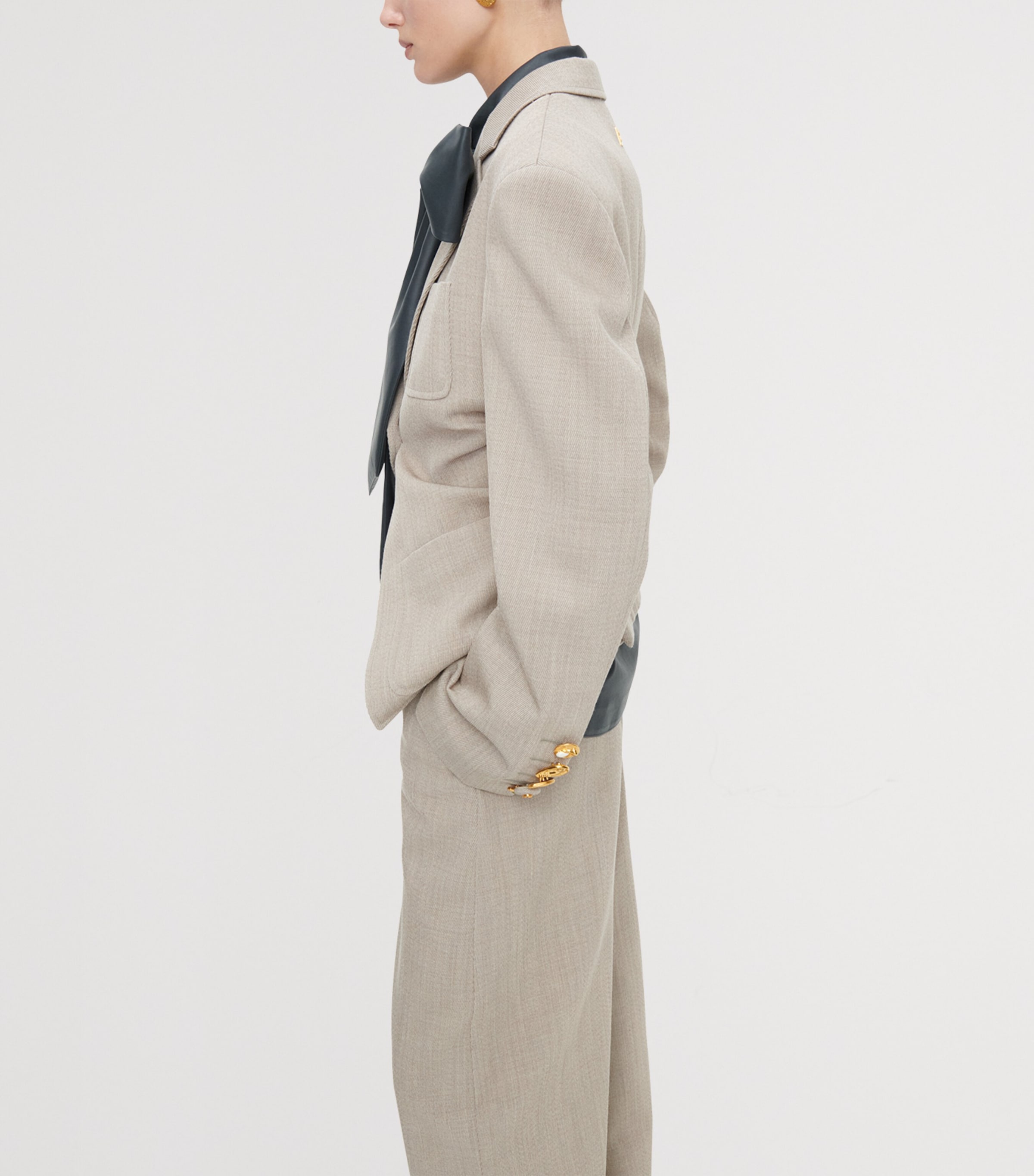 Virgin Wool Cinched Blazer 113 SAND Image 4