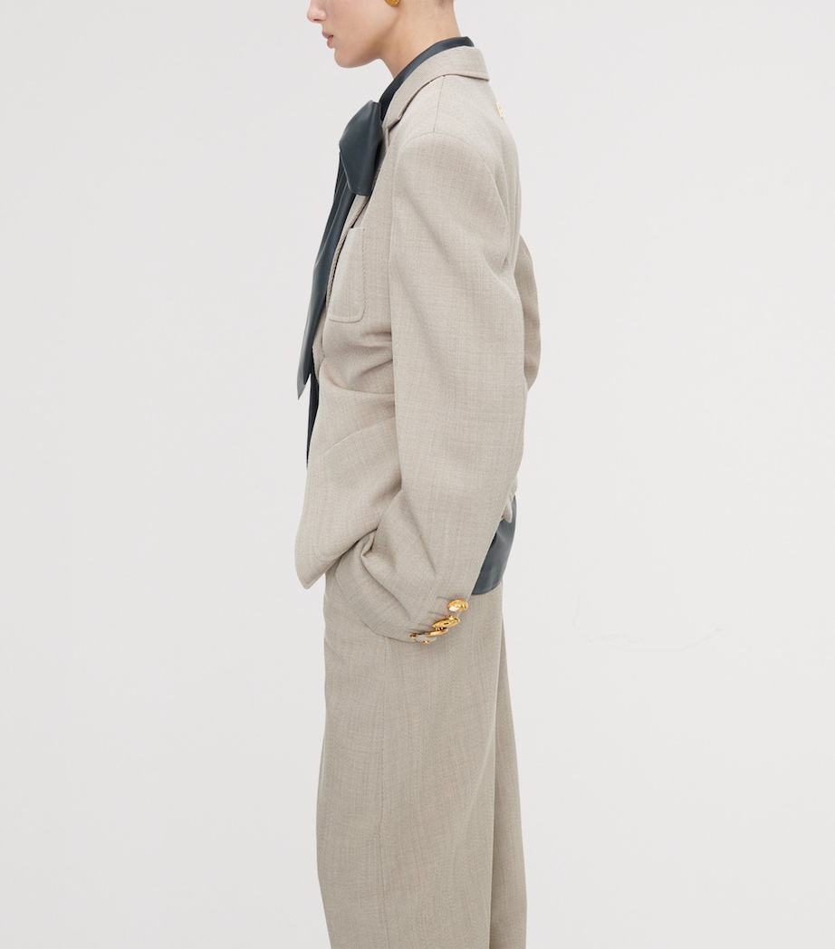 Virgin Wool Cinched Blazer 113 SAND Image 4