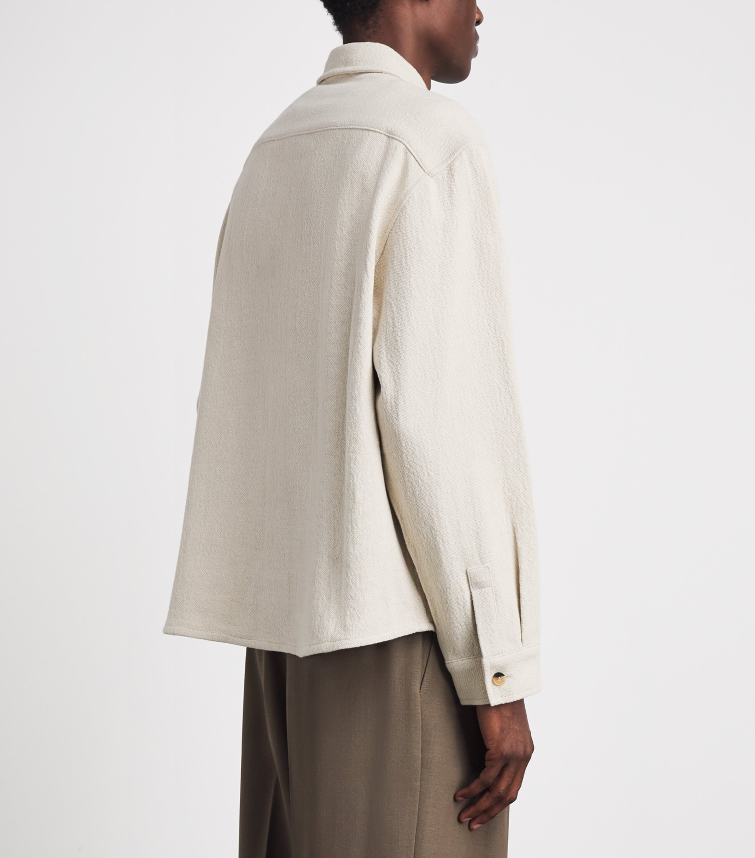FRAME Mens Textured Overshirt Wrmc Warm Cream Image 5