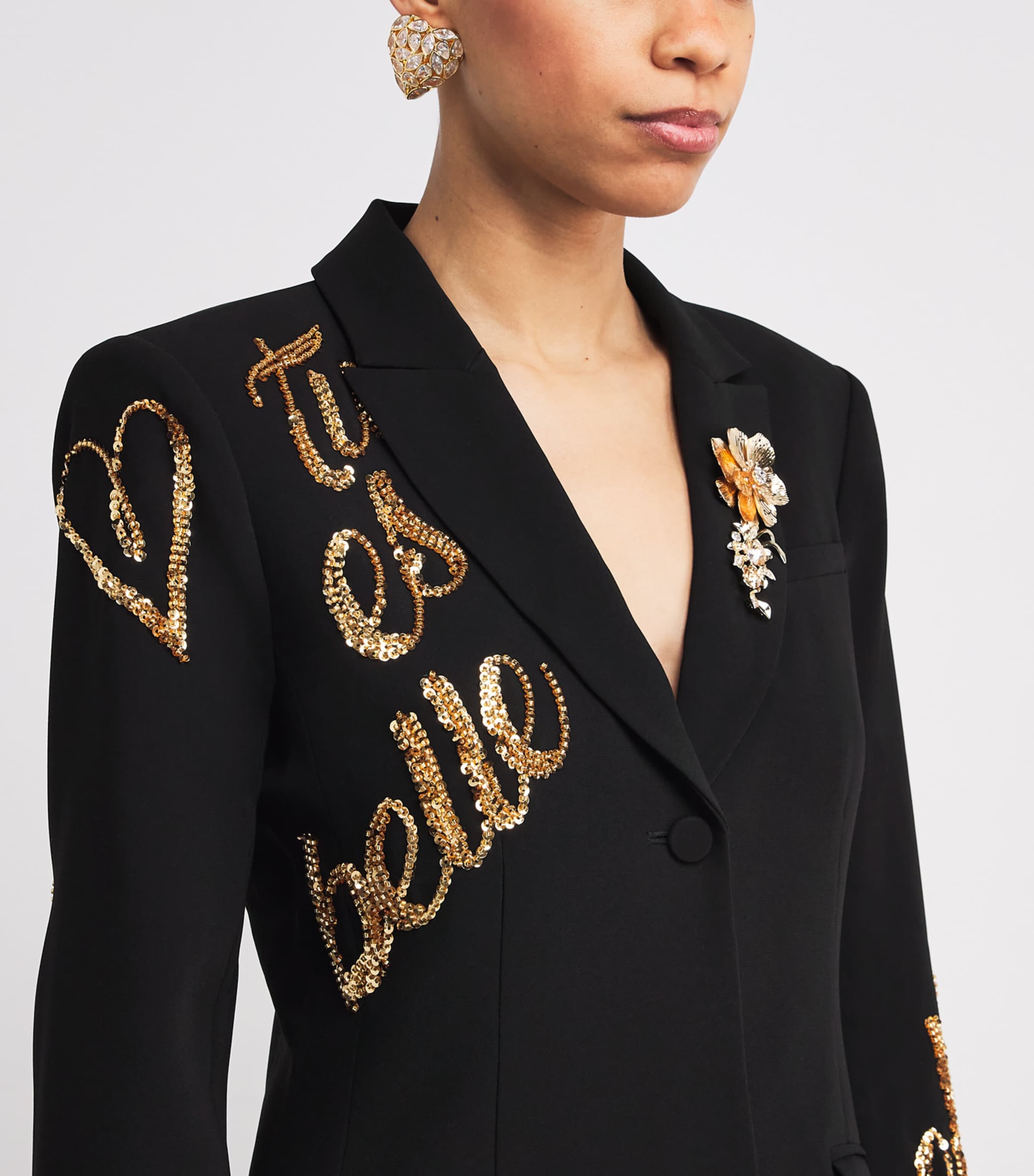 Sequin Loveletter Joel Blazer Mini Dress BLACK/GOLD Image 4