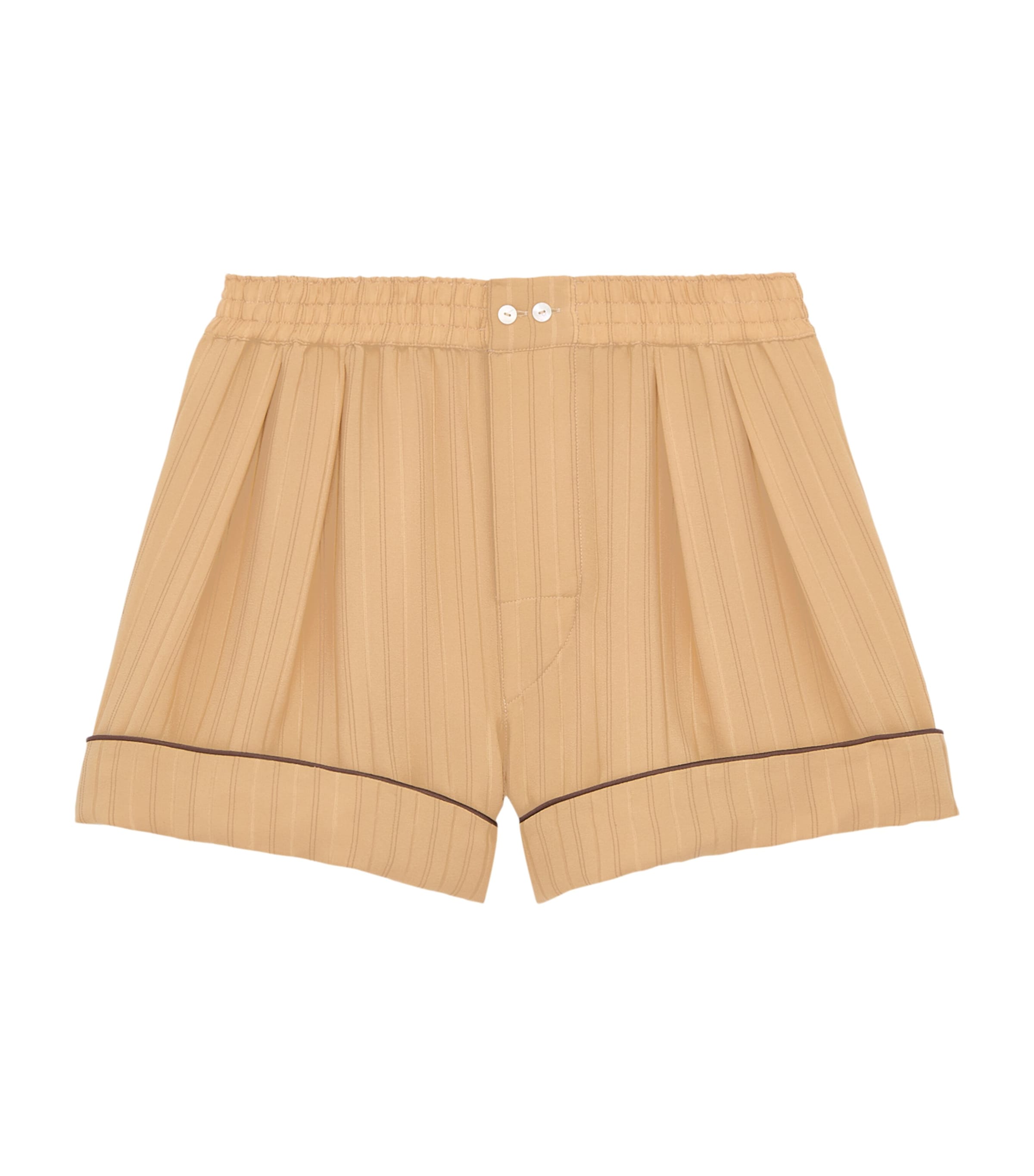 Saint Laurent Mens Silk Stripe Pyjama Shorts Image 1