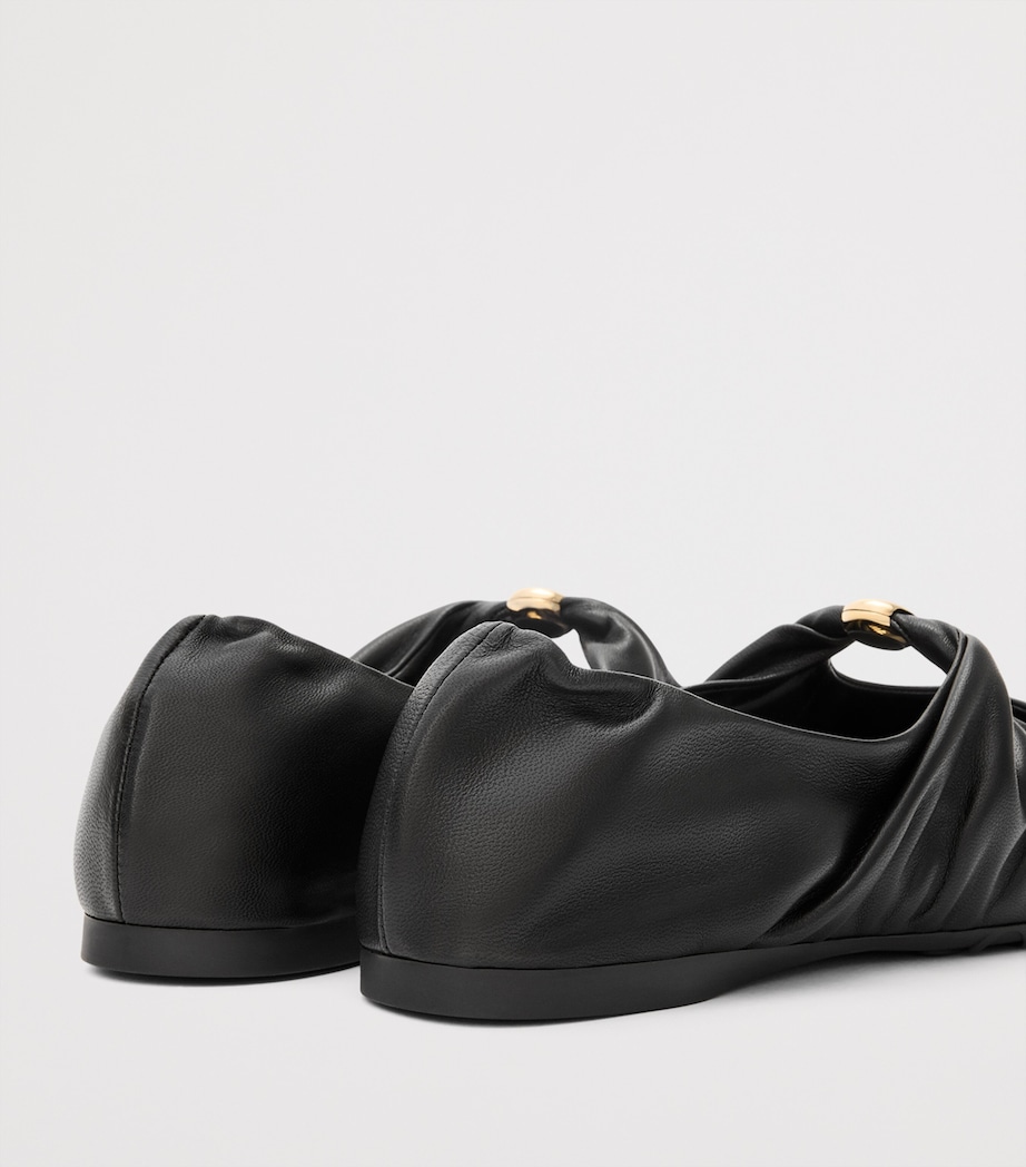 Leather Pebble Soft Ballet Flats BLACK Image 5