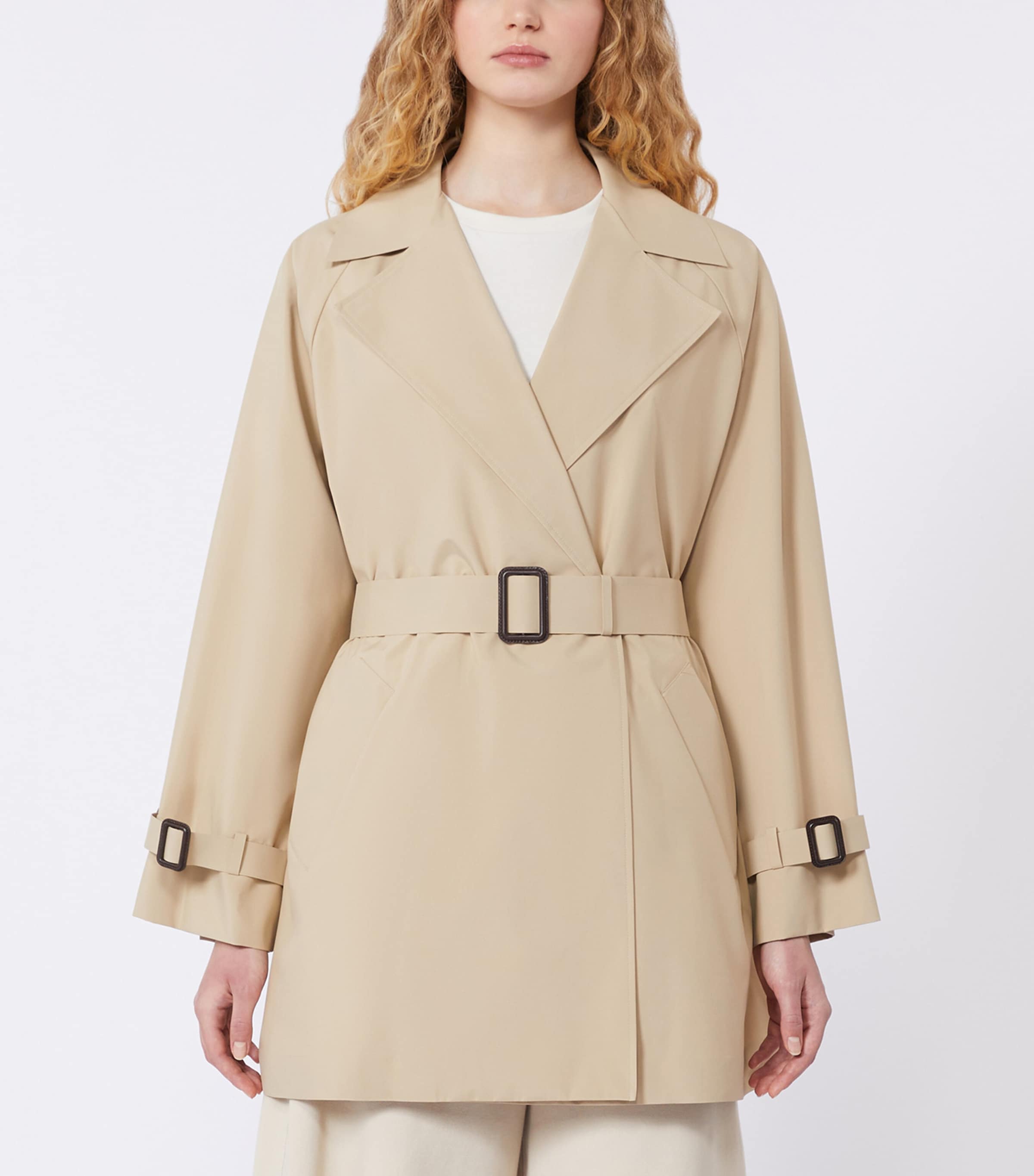 Weekend Max Mara Womens Canvas Shortline Trench Coat Beige Image 2