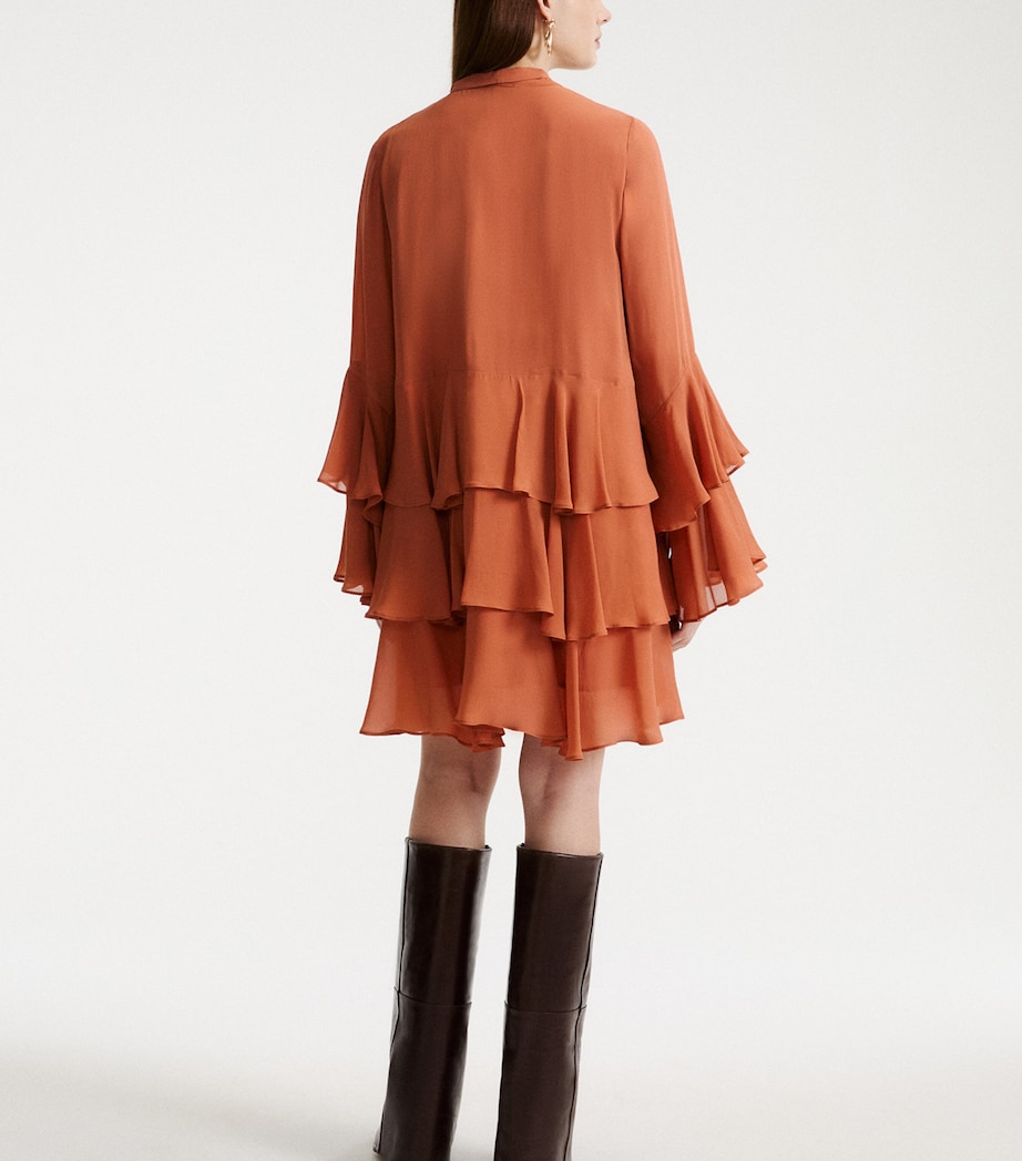 Marella Womens Georgette Flounced Mini Dress Terra Cotta Image 3