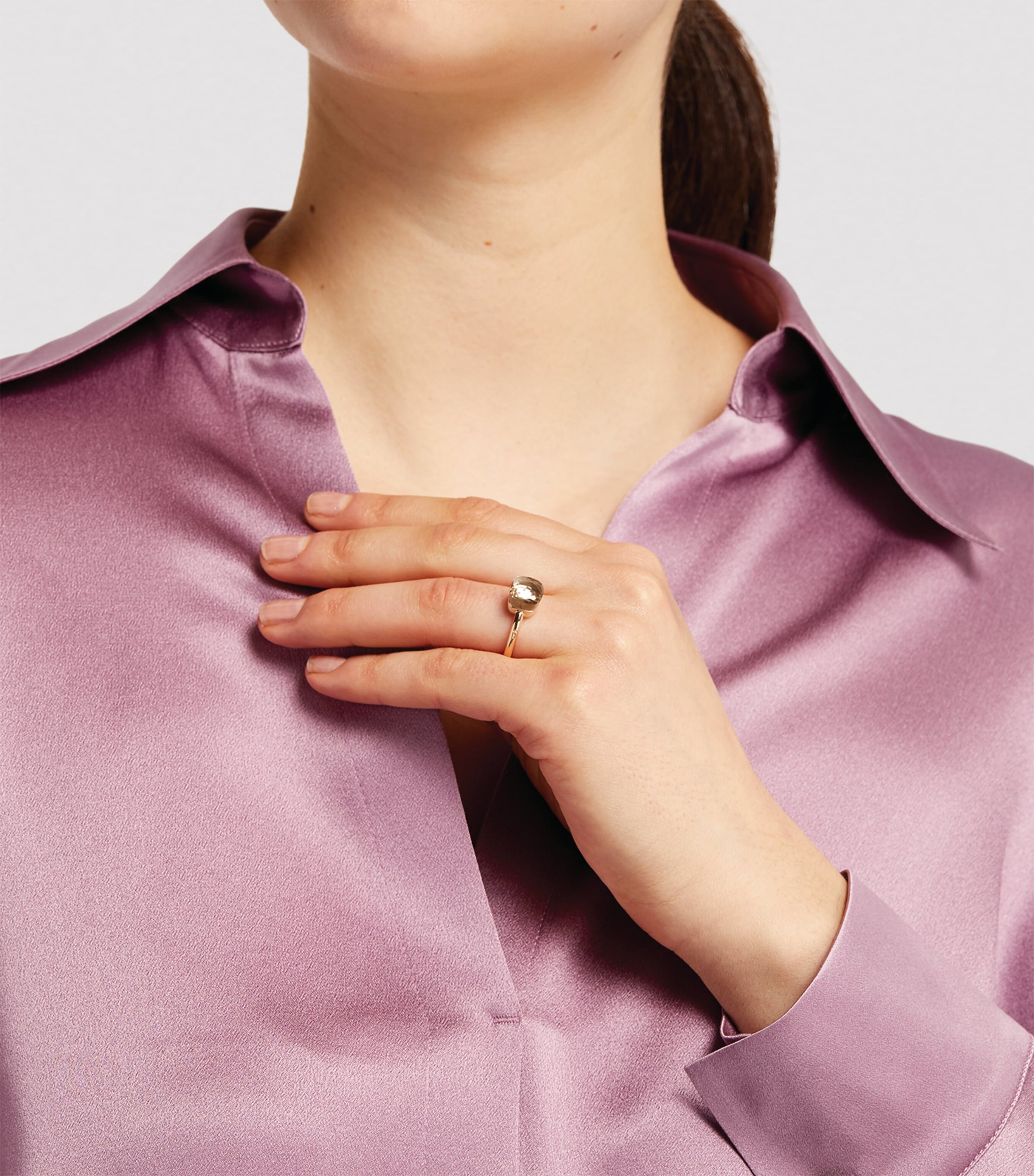 Mixed Gold and White Topaz Nudo Petit Ring 000TB Image 5