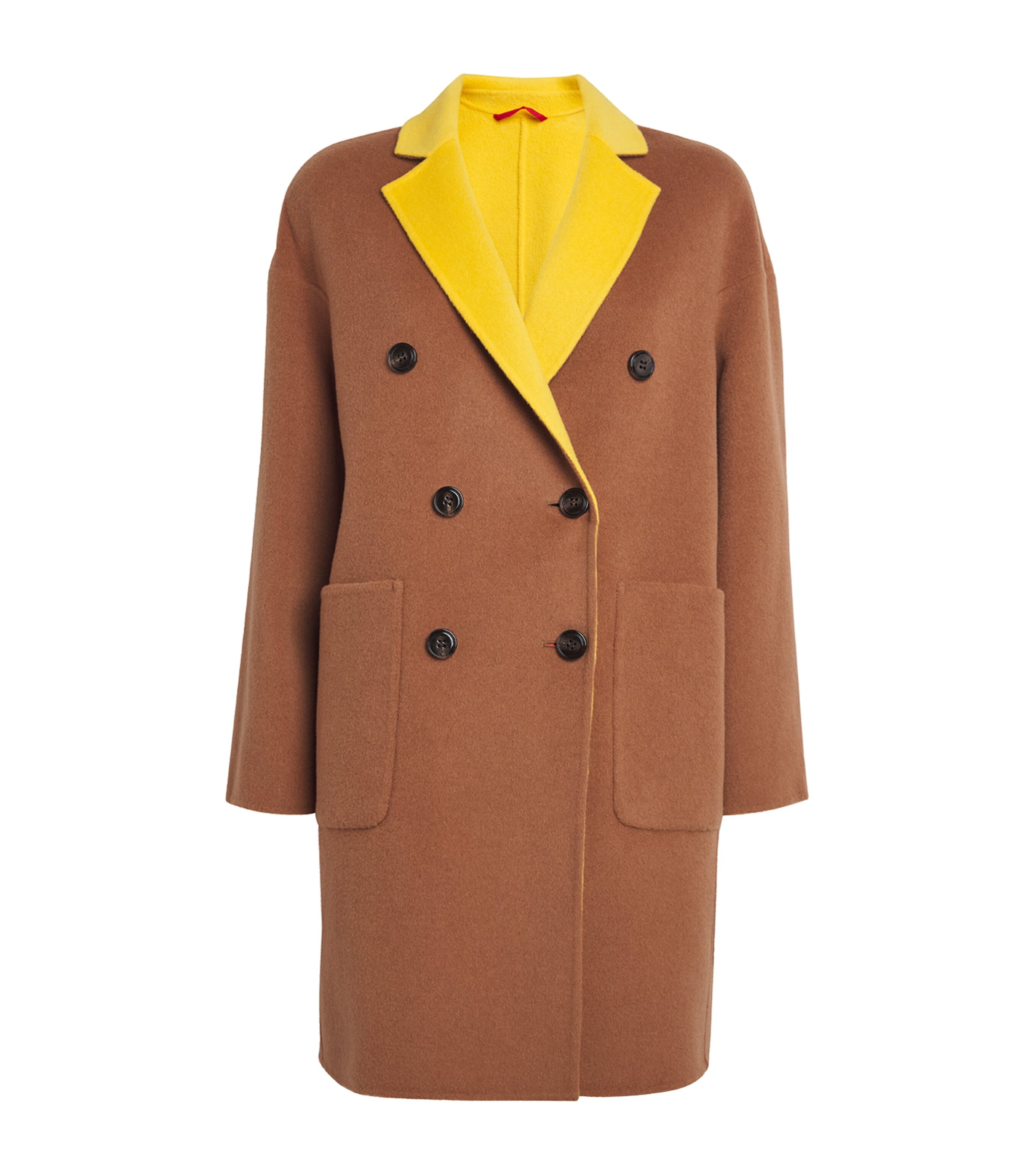 Max & Co Wool-blend Reversible Coat In Brown