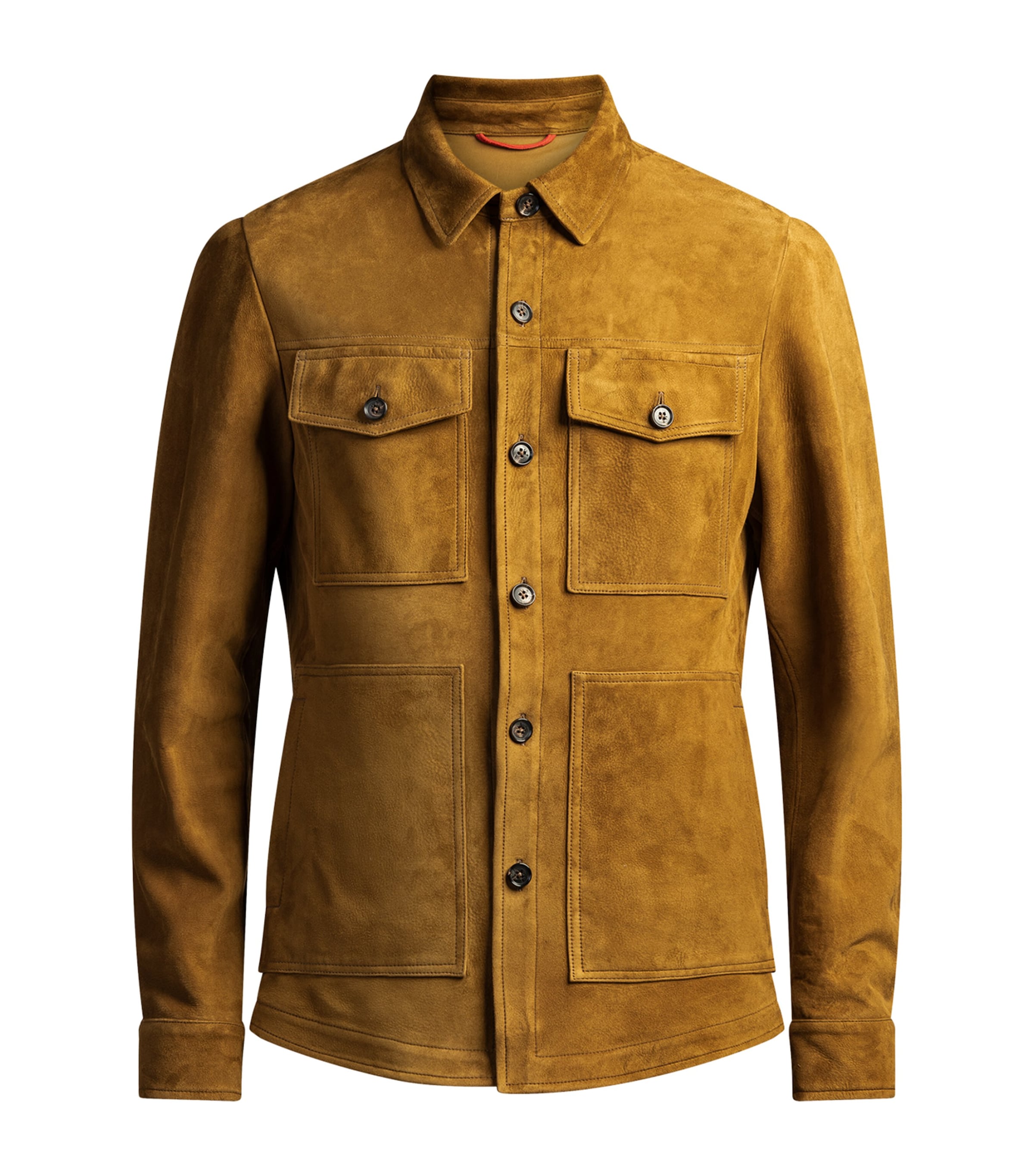 Isaia Suede Overshirt In Brown