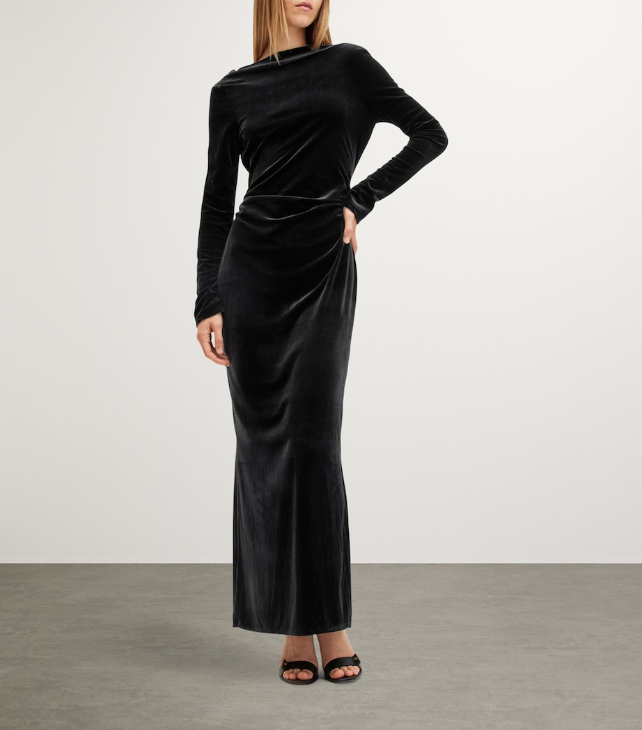 AllSaints Black Velvet Amoret Long-Sleeve Dress | Harrods US AllSaints Black Velvet Amoret Long-Sleeve Dress | Harrods US