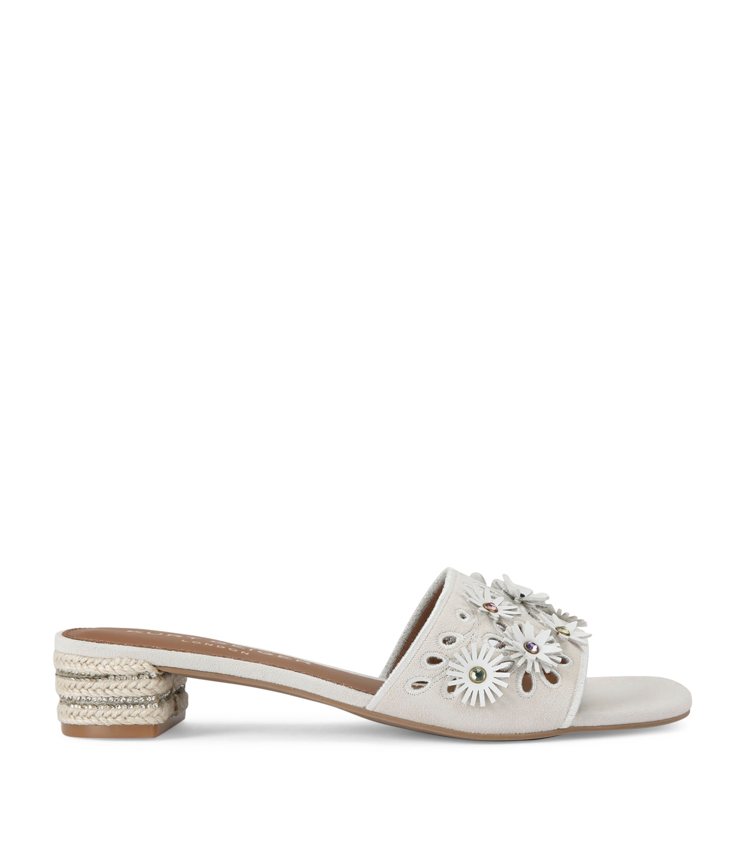 Kurt Geiger London Suede Flower Low Sandals 30 | Women Shoes | Heels | Sandals | Designers | Kurt Geiger London | 5244