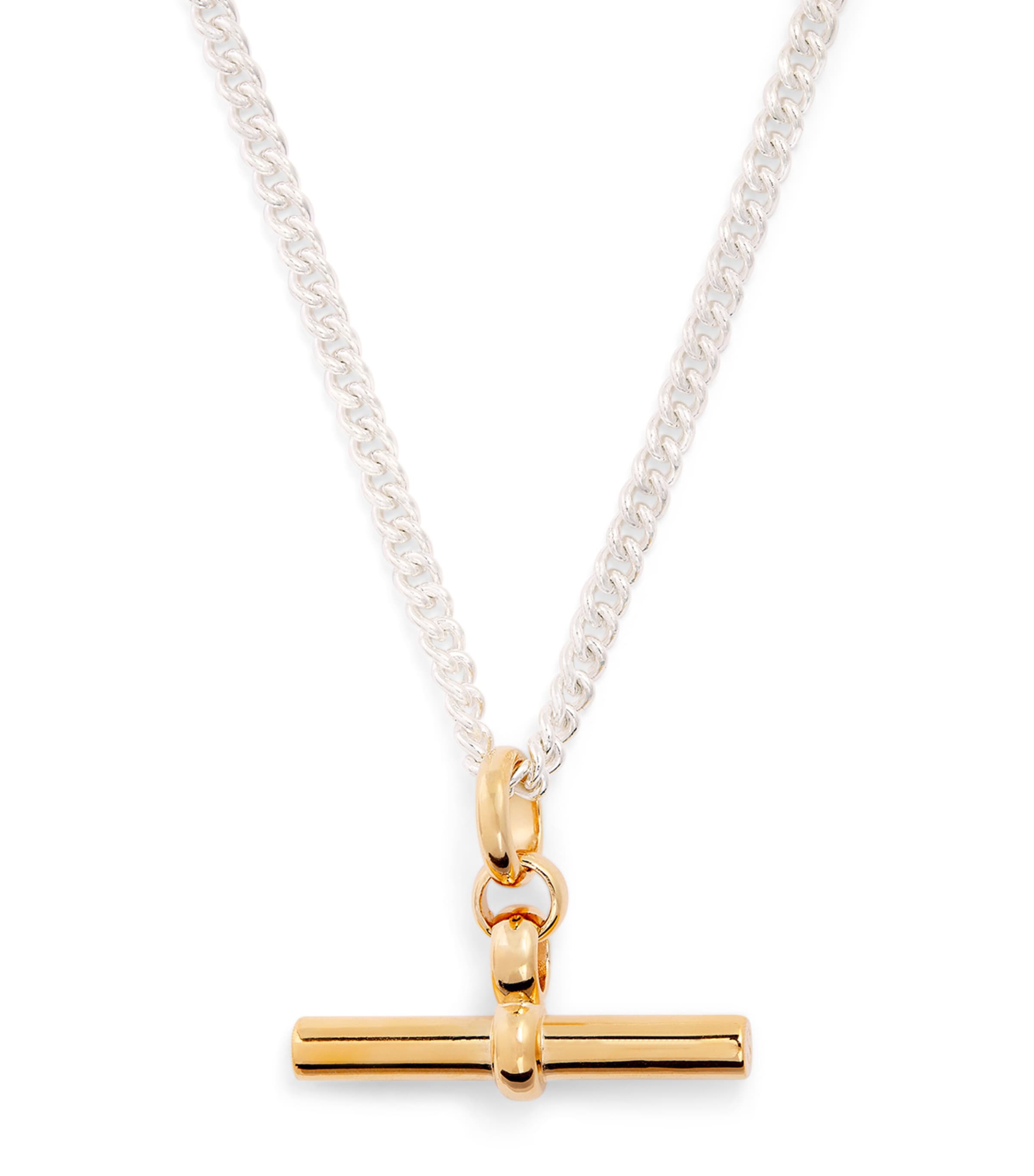 Tilly Sveaas Giant T-bar Curb Chain Necklace In Gold