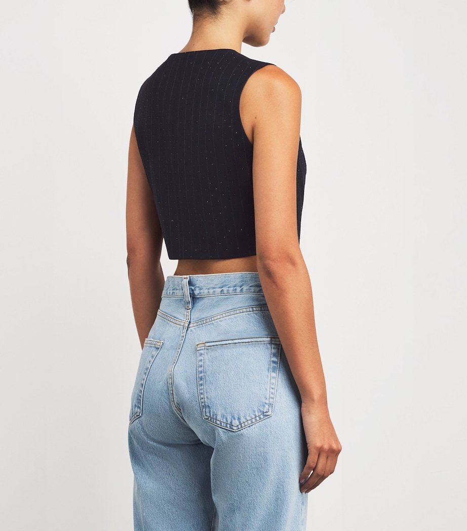 Rhinestone-Embellished Stripe Waistcoat NAVY BLUE Image 4