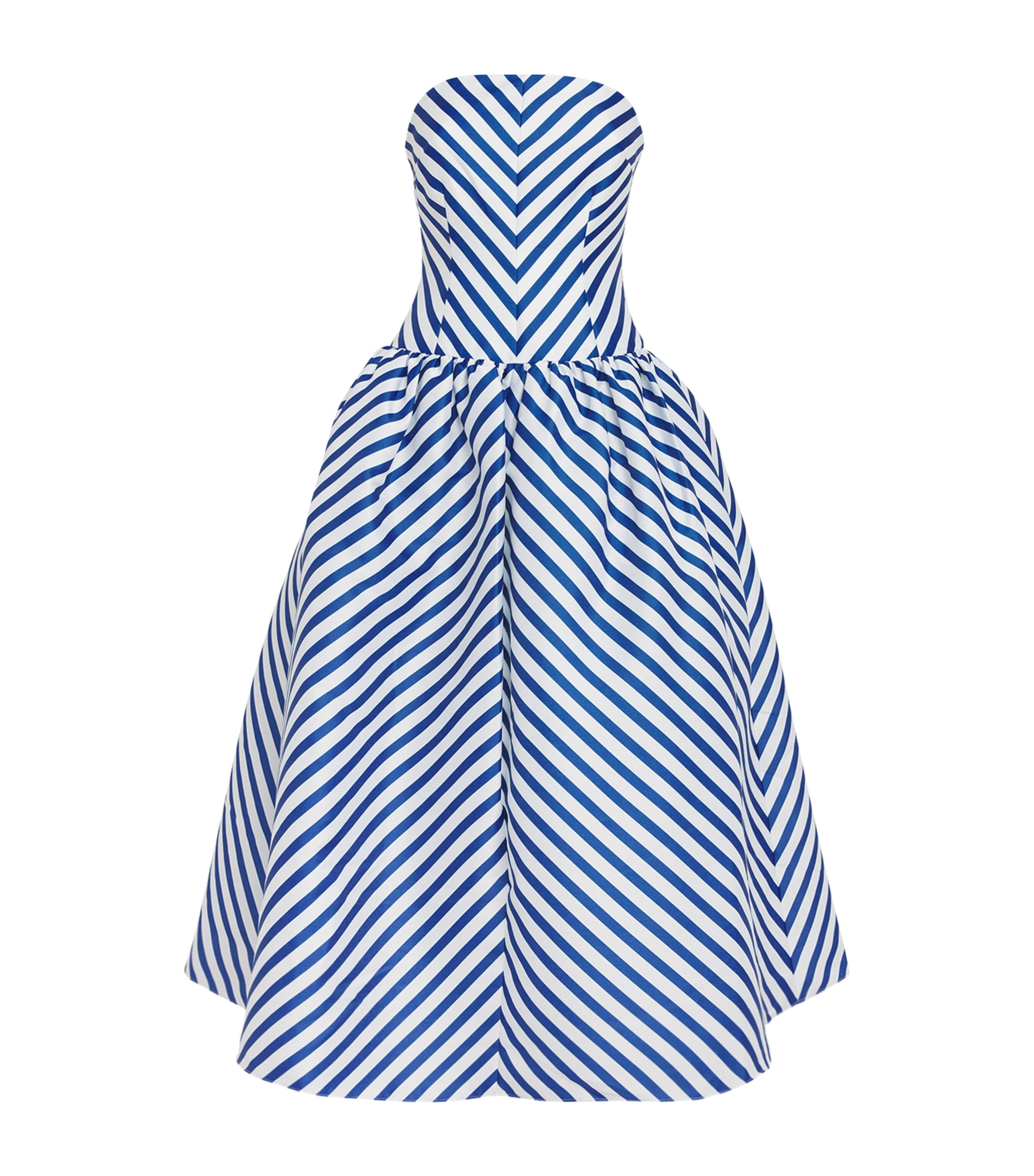 Self-Portrait Womens Stripe Strapless Midi Dress Navy Image 1