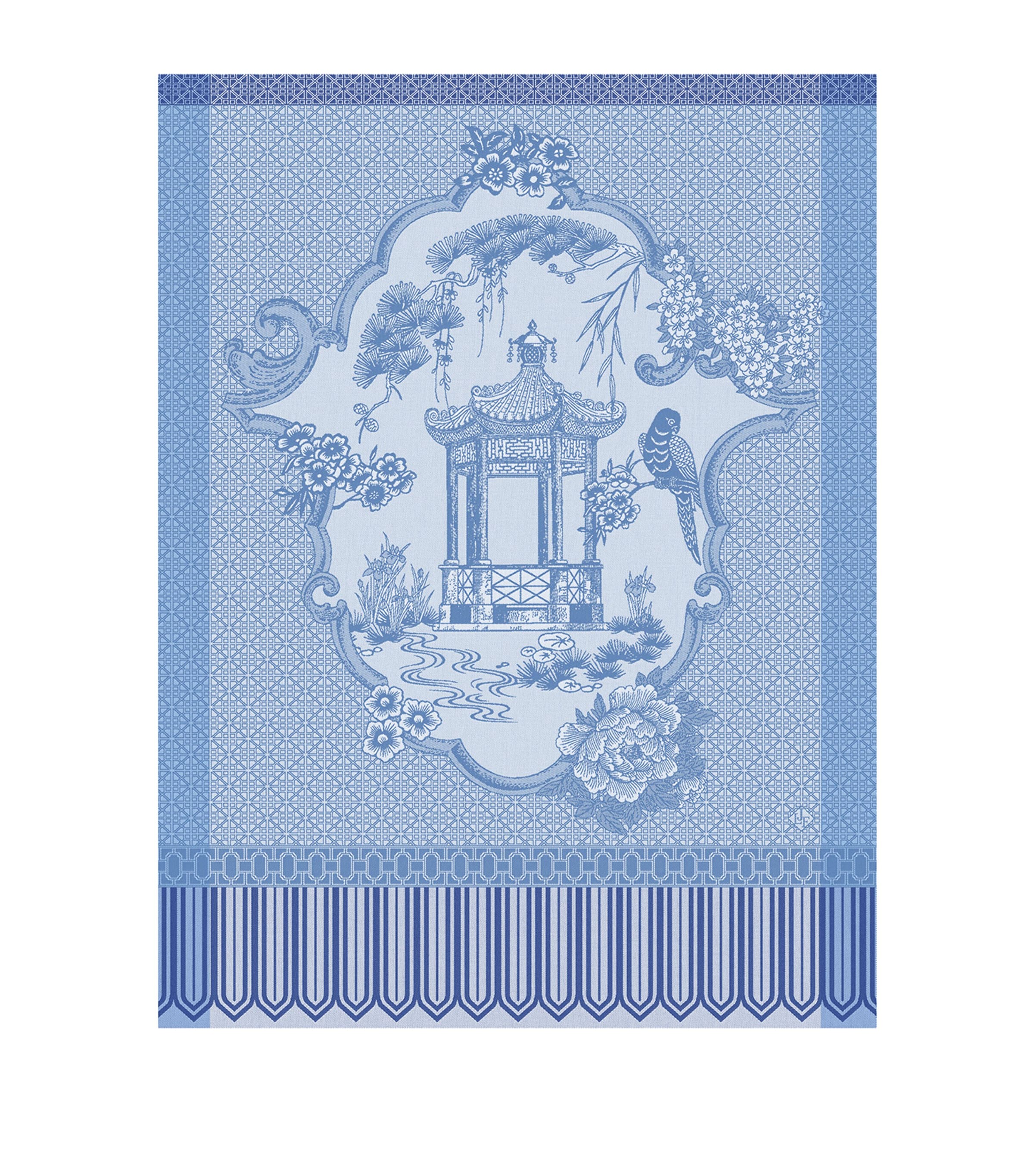 Le Jacquard Français Cotton Promenade Impériale Tea Towel (60cm x 80cm) Blue Image 1