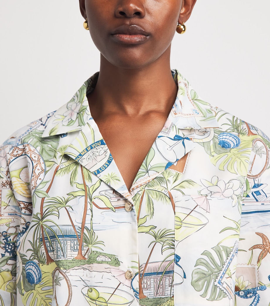 Maje Womens Cotton Postcard Print Shirt Postcard Print Image 3