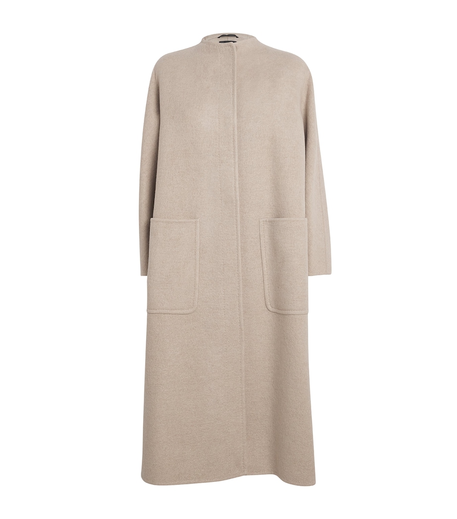 Max Mara Womens Cashmere Collarless Coat Beige Image 1