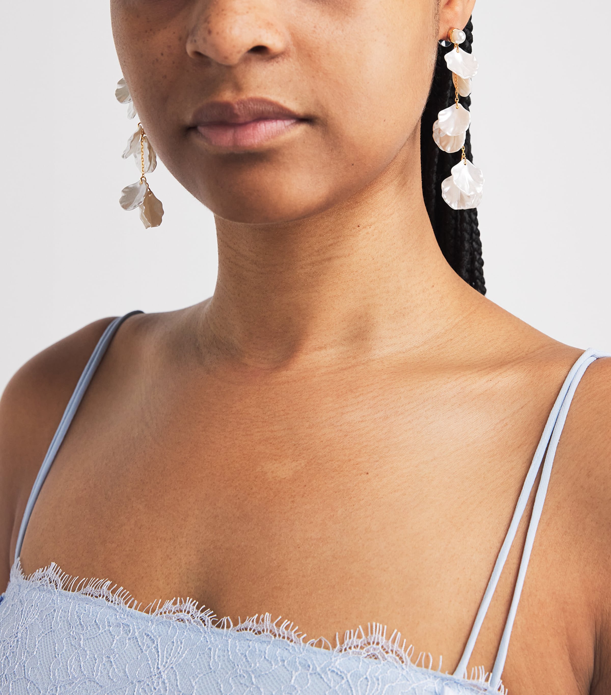 Self-Portrait Faux Pearl Petal Drop Earrings Pearl Image 2