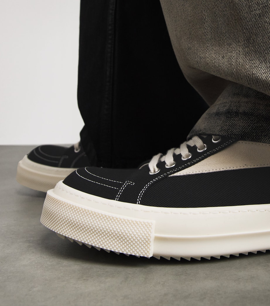 Rick Owens Canvas Vintage Sneakers Black/milk/milk Image 4