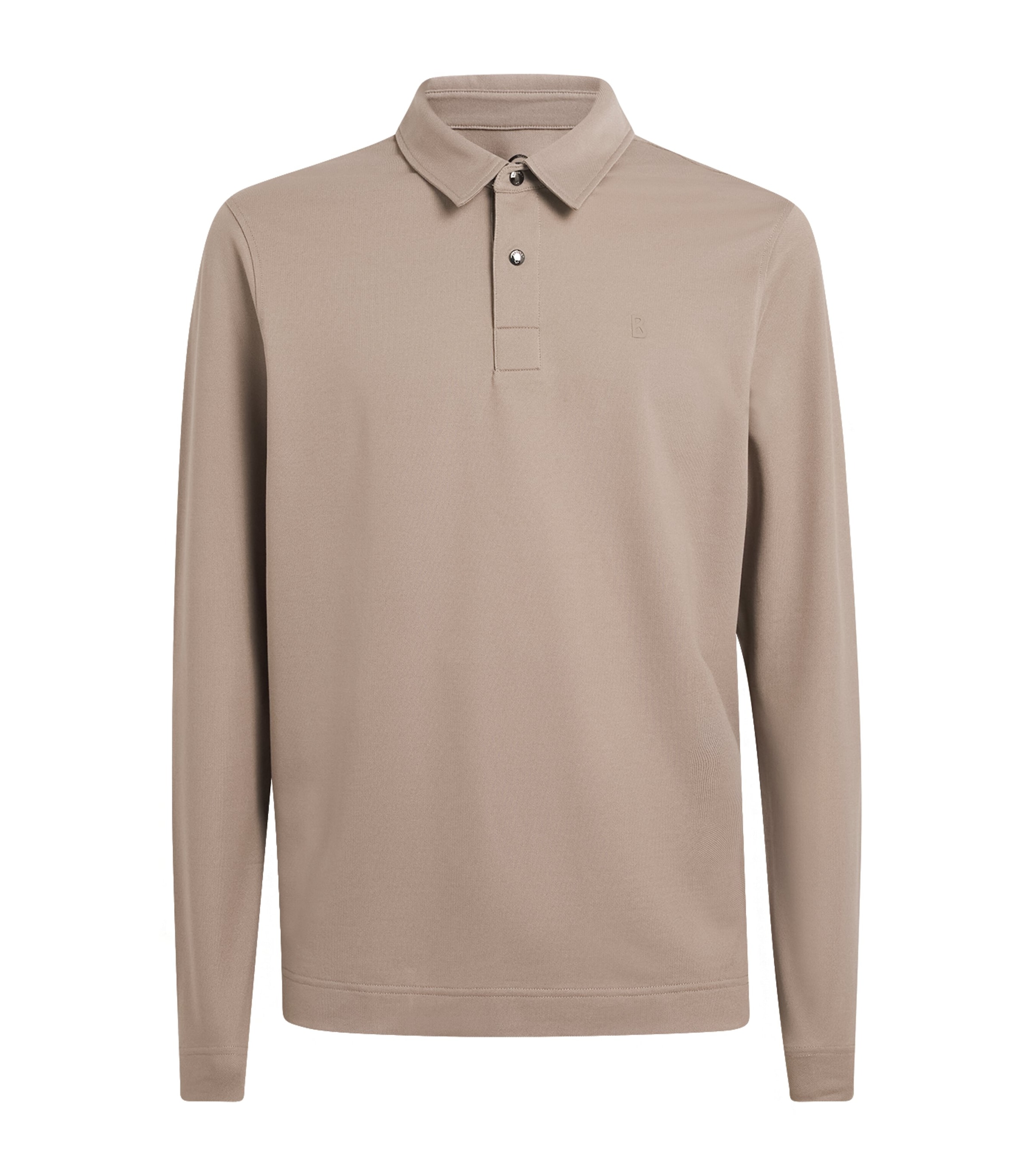 Cotton-Blend Long-Sleeve Timon Polo Shirt 812-MOON ROCK Image 1