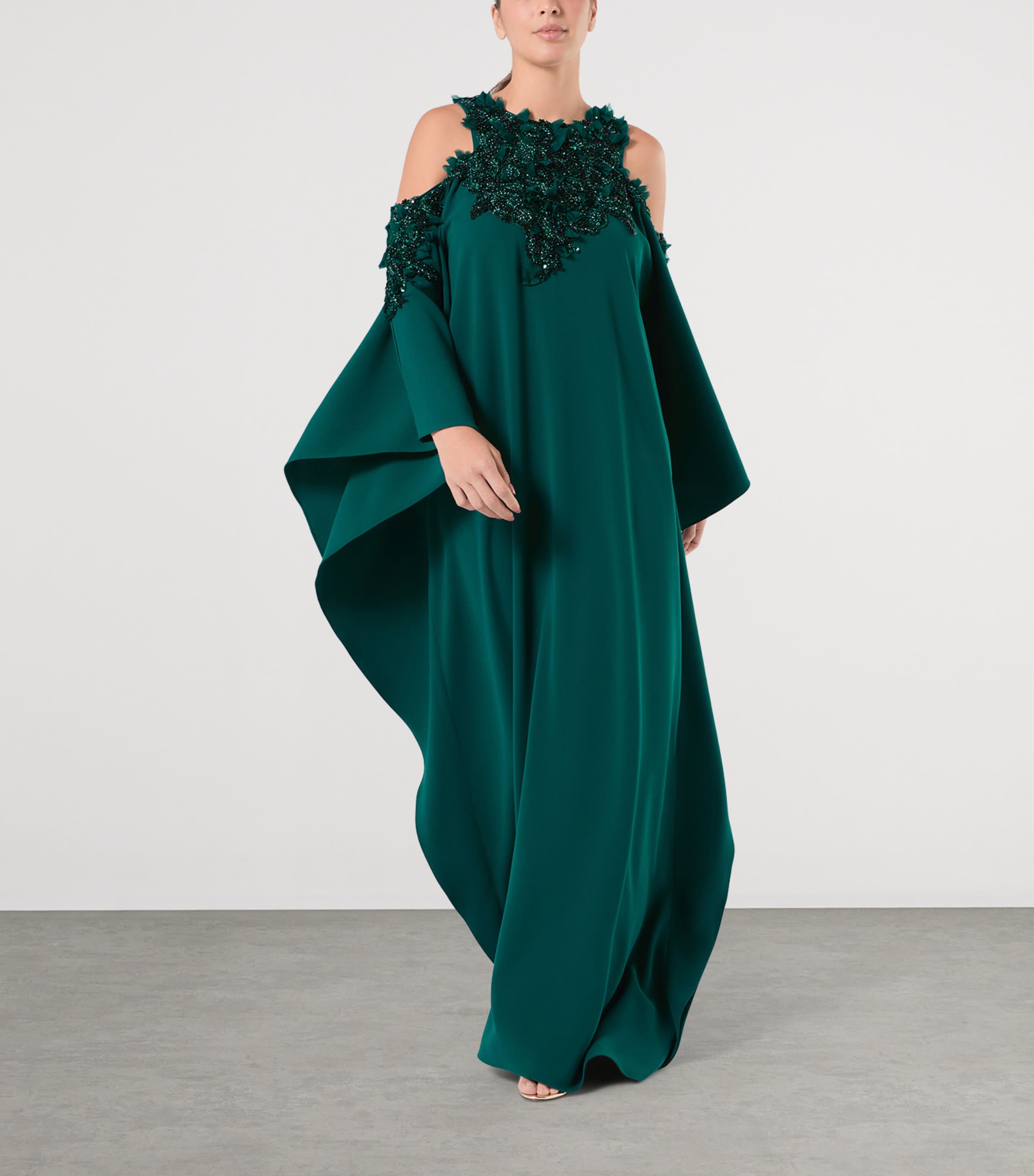 Marina Rinaldi Womens x Tony Ward Embellished Cold-Shoulder Maxi Dress Oil Image 2
