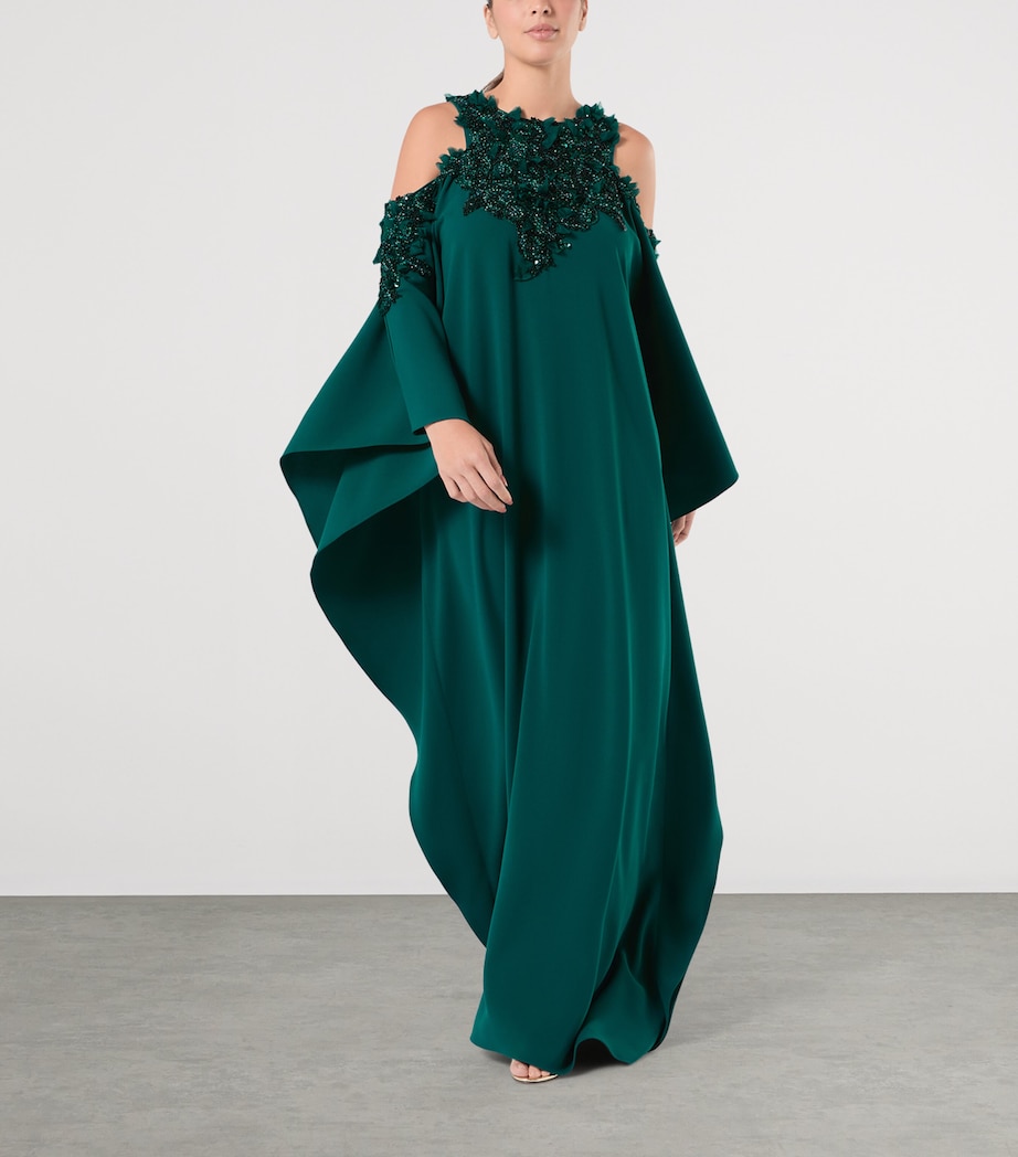 Marina Rinaldi Womens x Tony Ward Embellished Cold-Shoulder Maxi Dress Oil Image 2