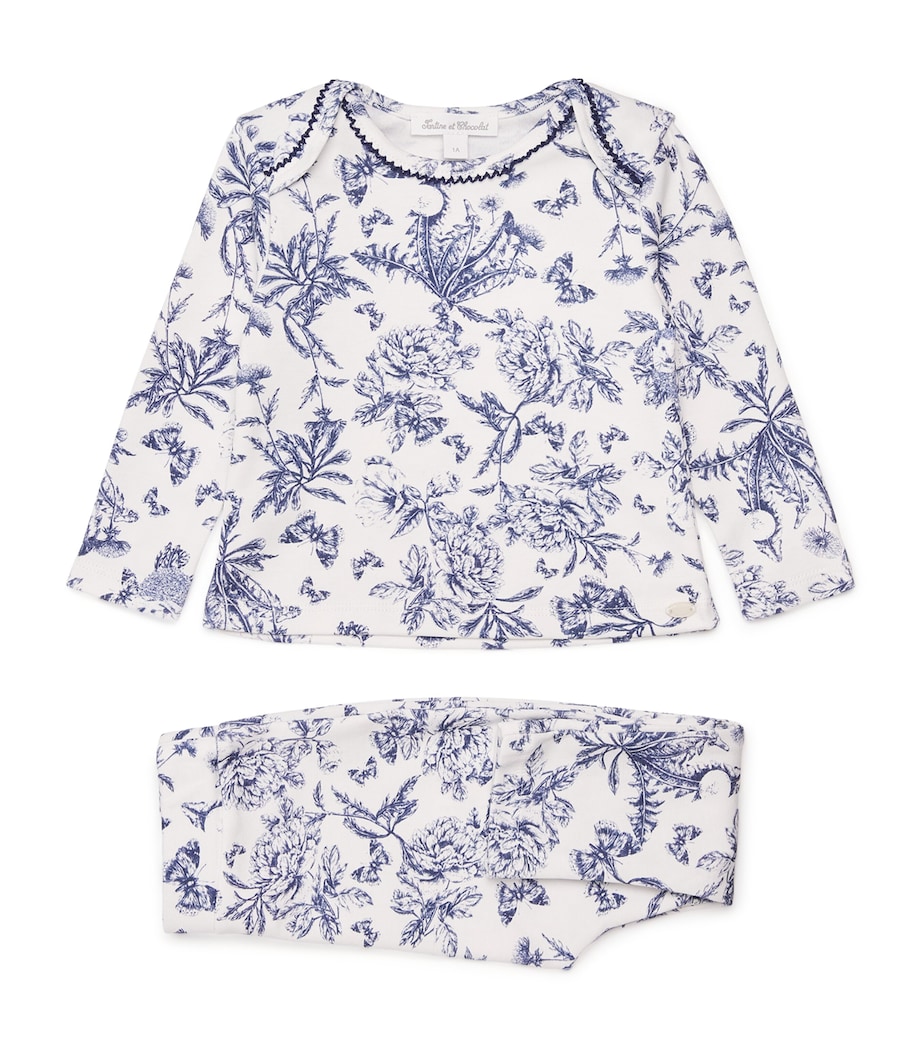Cotton-Blend Toile de Jouy Pyjamas (1-24 Months) 04MARINE Image 1