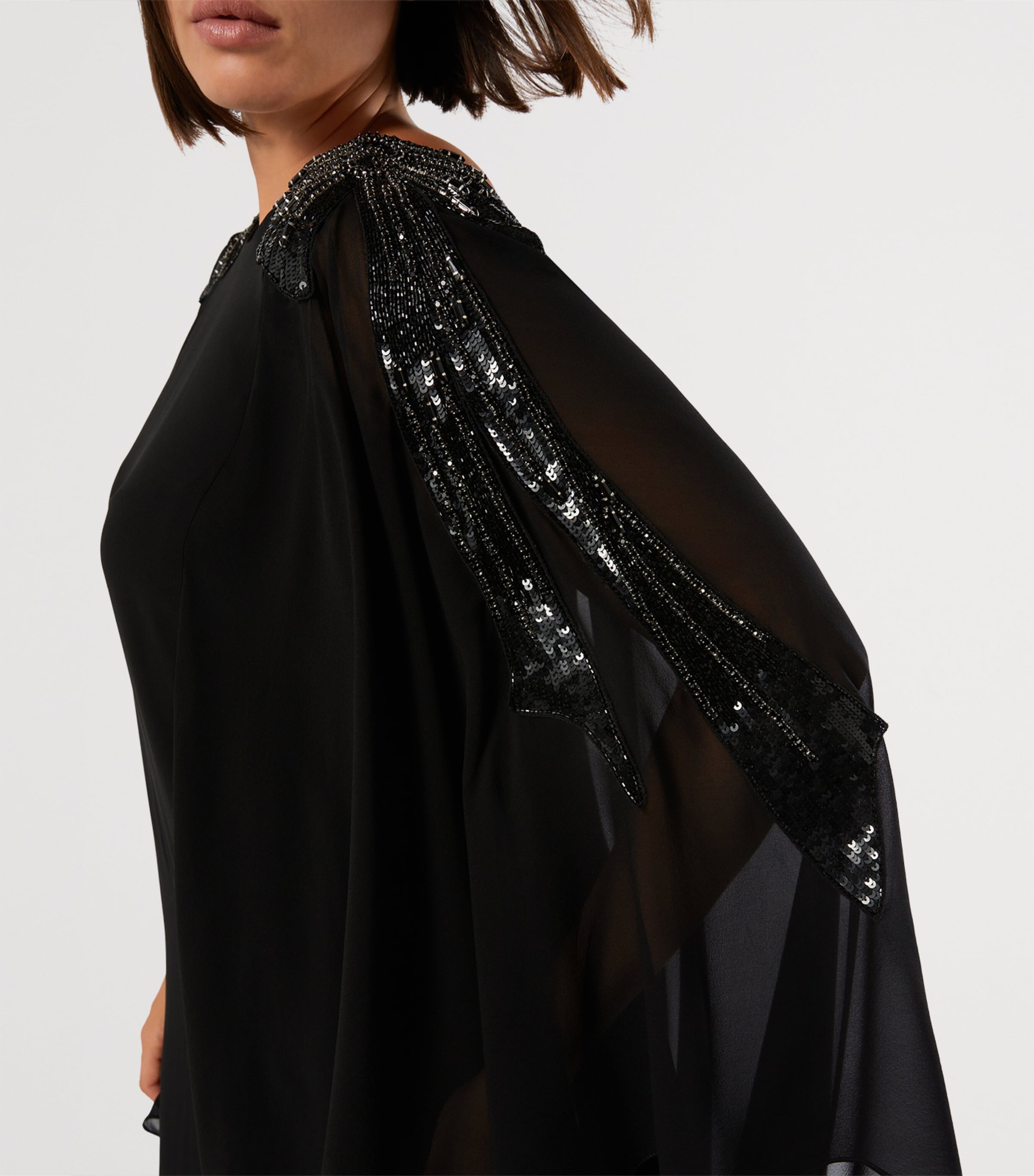 Marina Rinaldi Womens Embellished Caped Gown Black Image 6