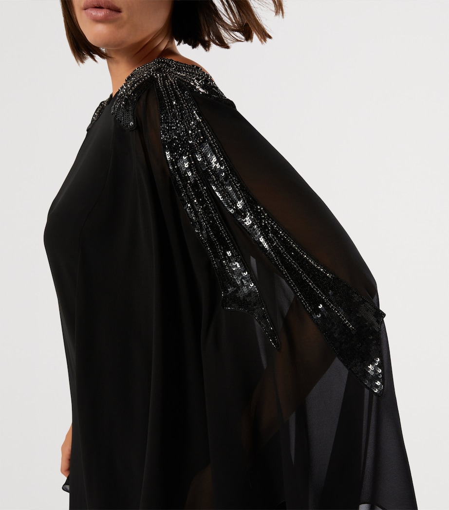 Marina Rinaldi Womens Embellished Caped Gown Black Image 6