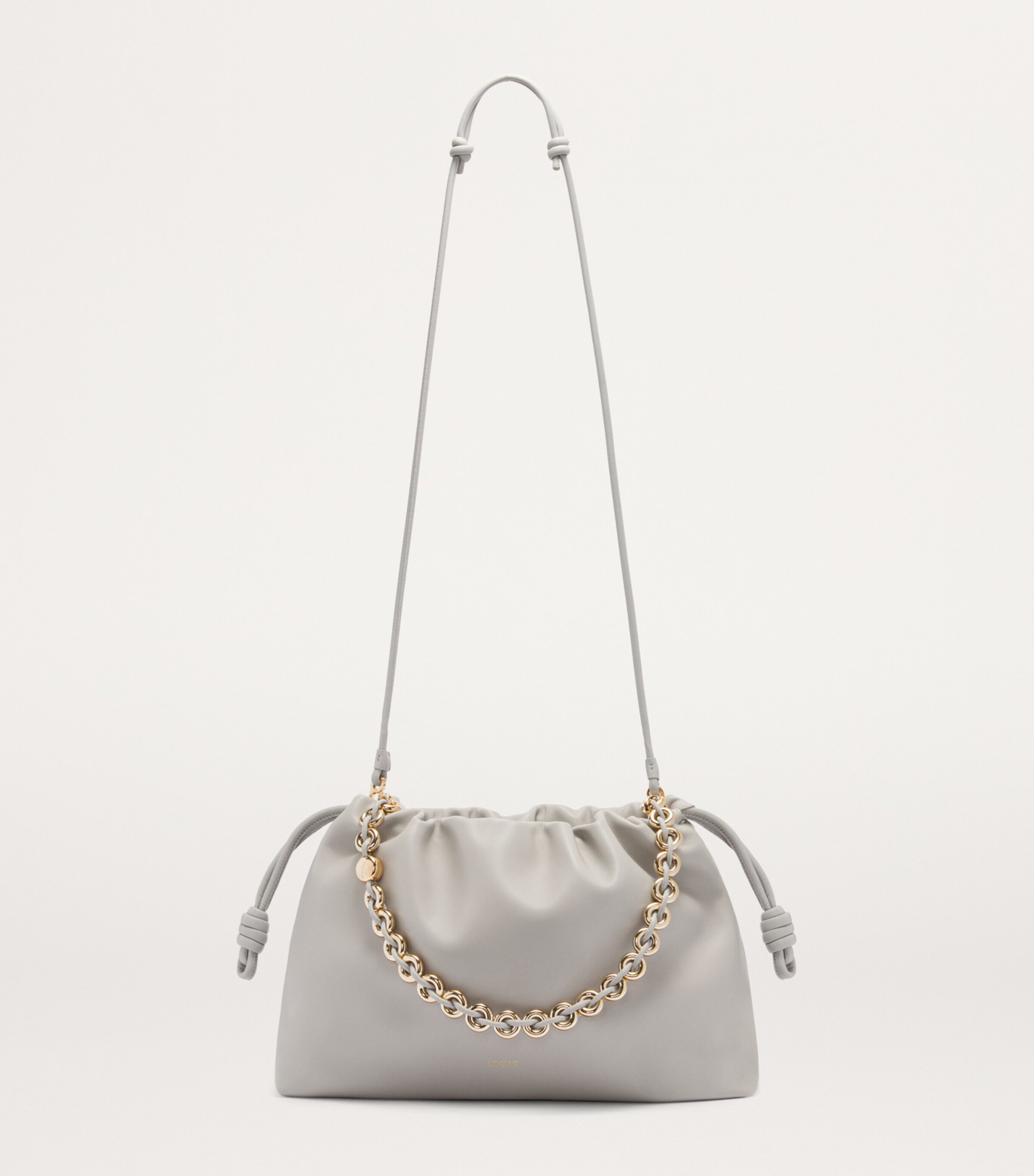 Large Leather Flamenco Shoulder Bag SHELL GREY Image 8