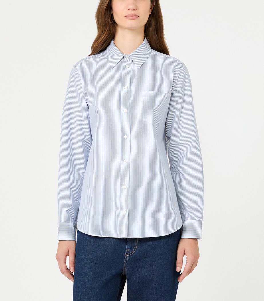 Weekend Max Mara Womens Cotton Striped Shirt Navy Image 3