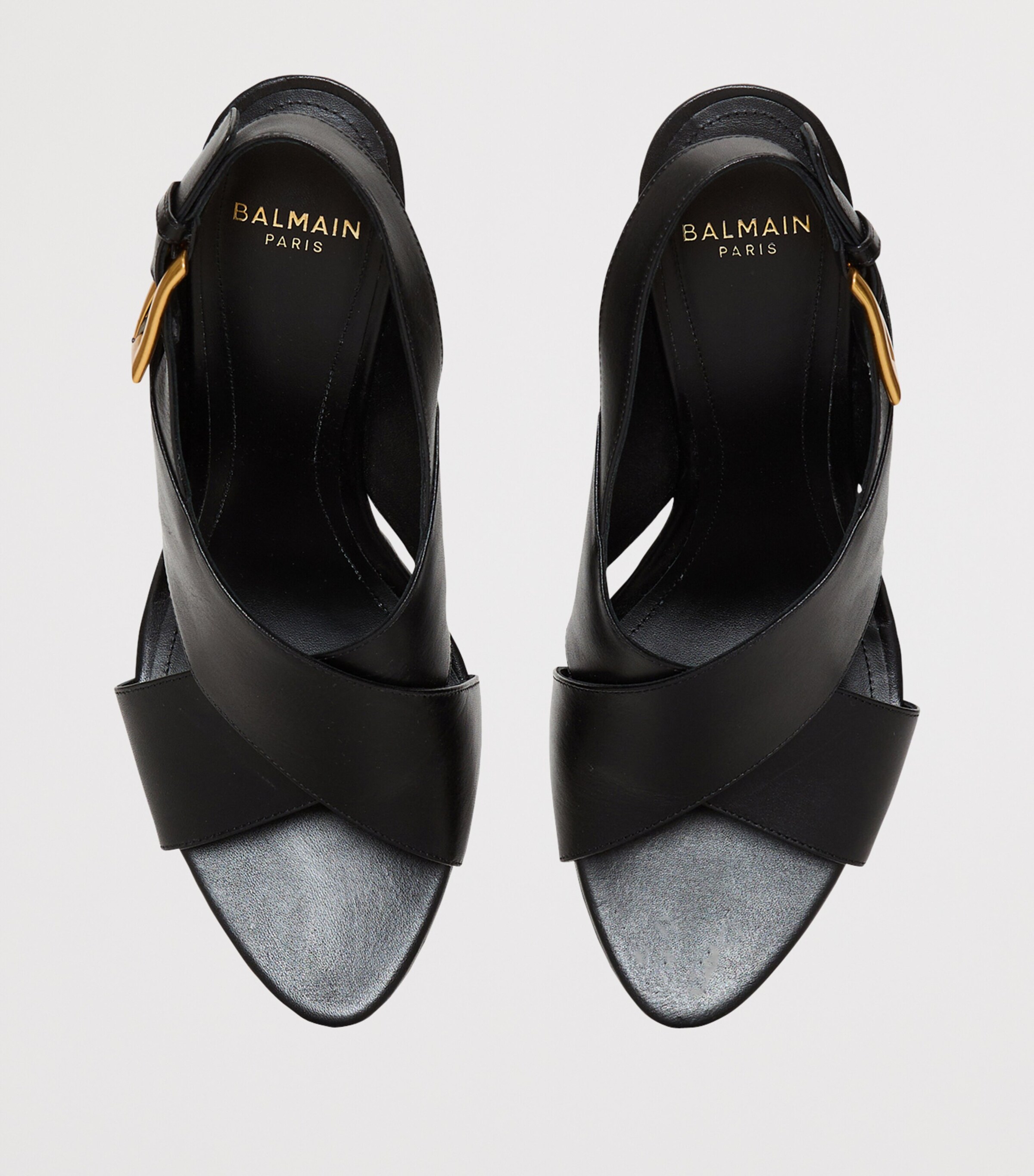 Balmain Leather Anthem No-Wedge Heeled Sandals 75 Noir Image 4