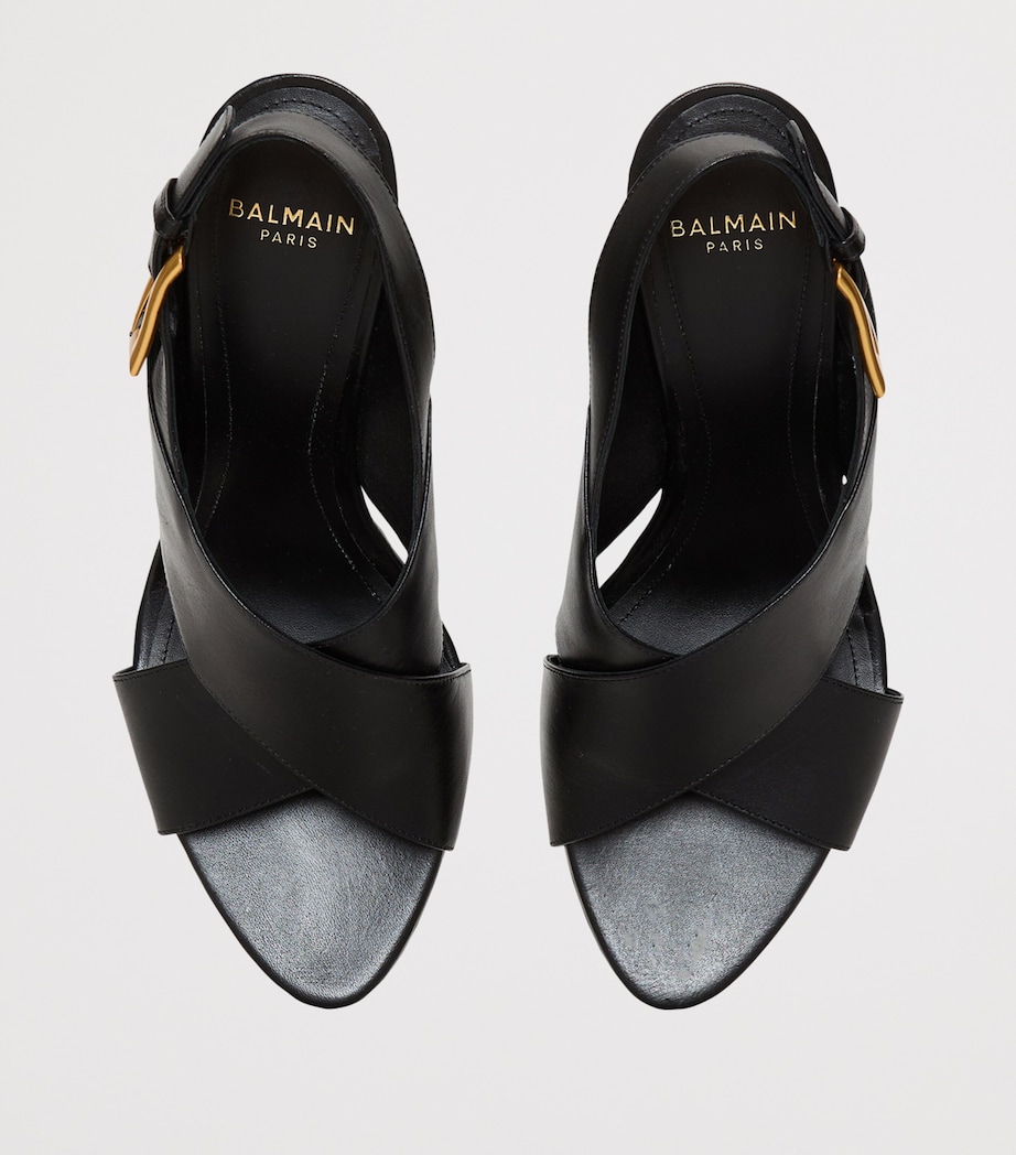 Balmain Leather Anthem No-Wedge Heeled Sandals 75 Noir Image 4