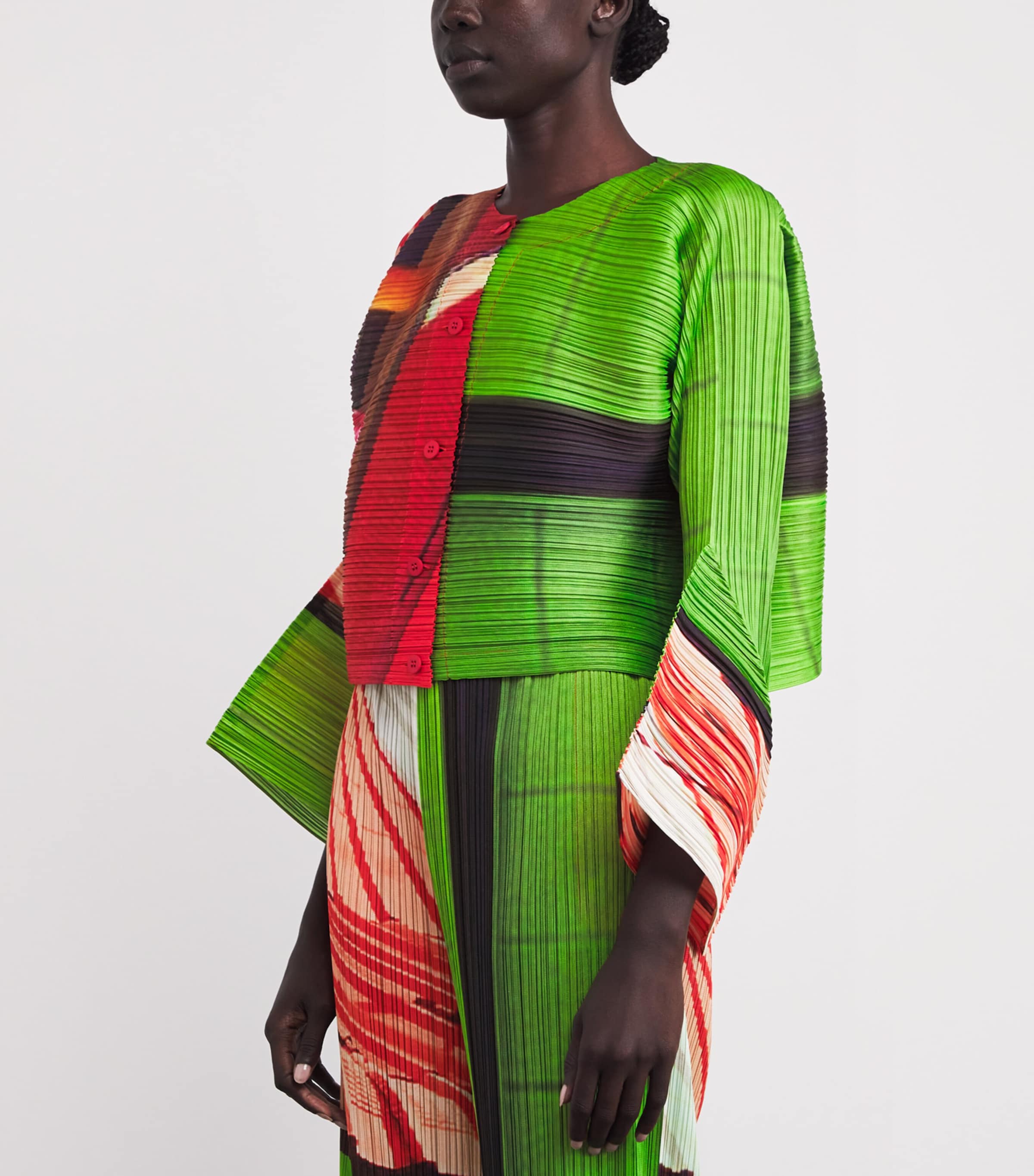 City Collage Cardigan RED X GREEN Image 3