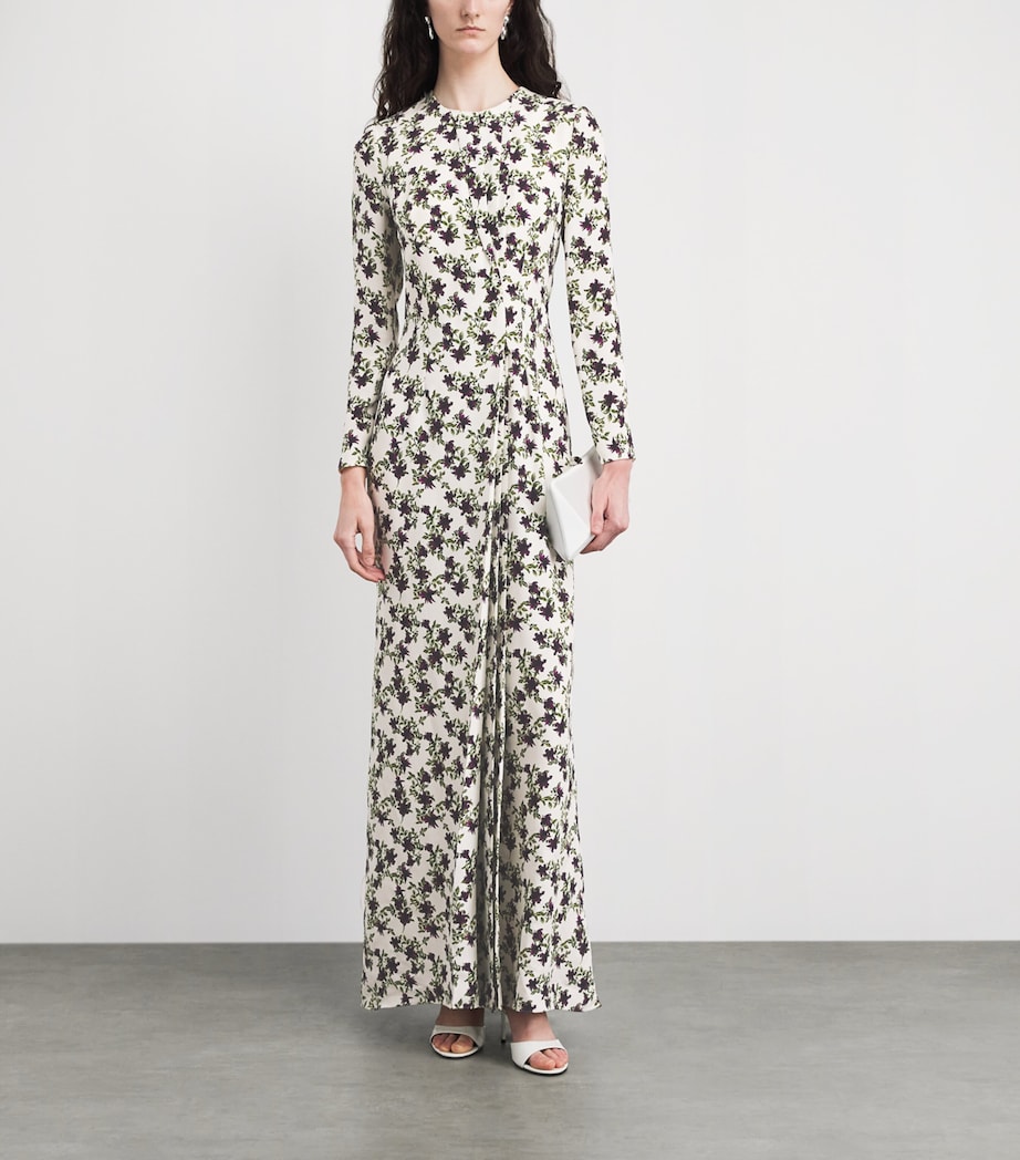 Emilia Wickstead Womens Silk Floral Silverio Maxi Dress Prpl/olv On Ivry Image 2