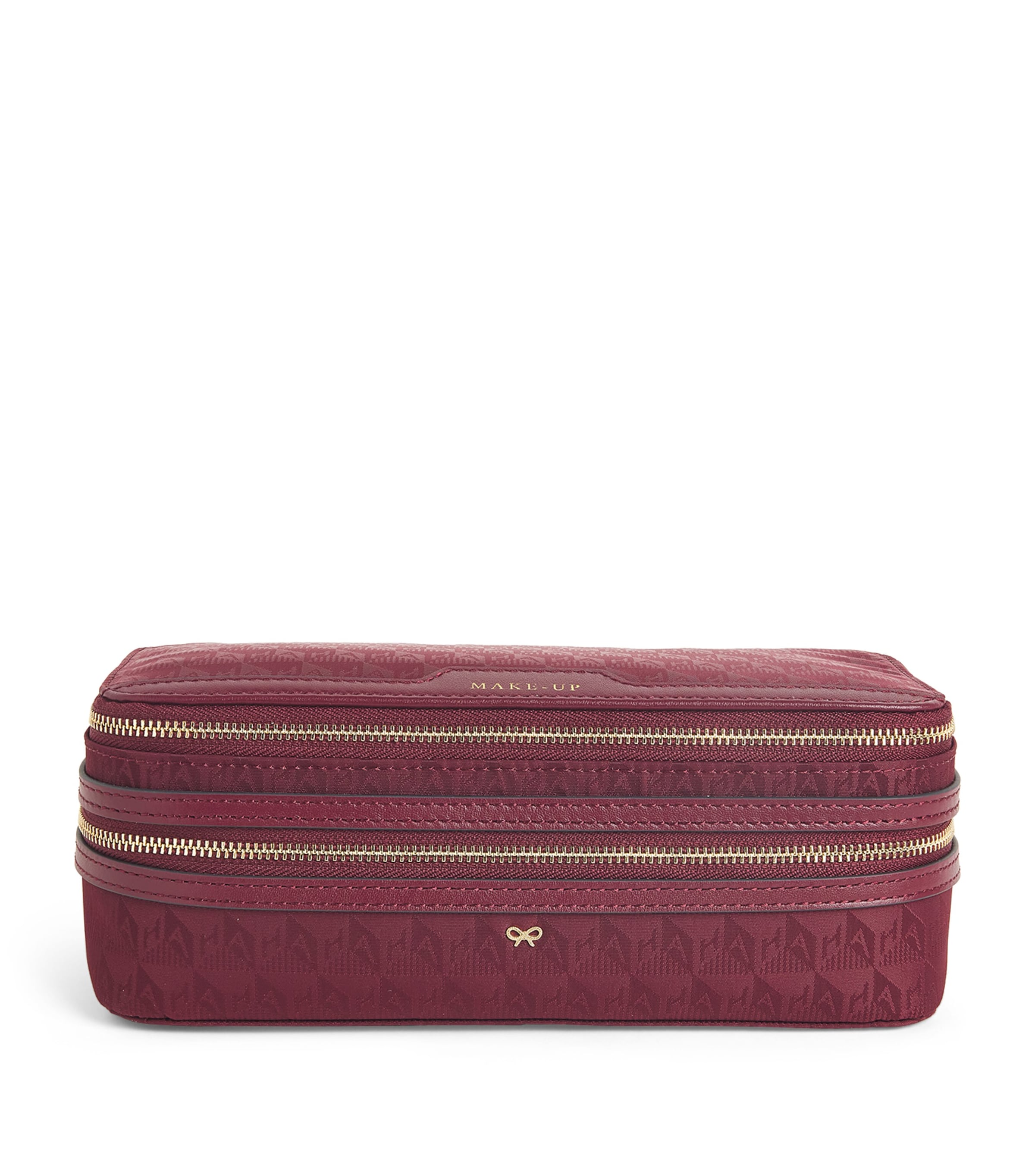 Shop Anya Hindmarch Logo Jacquard Make-up Pouch In Brown