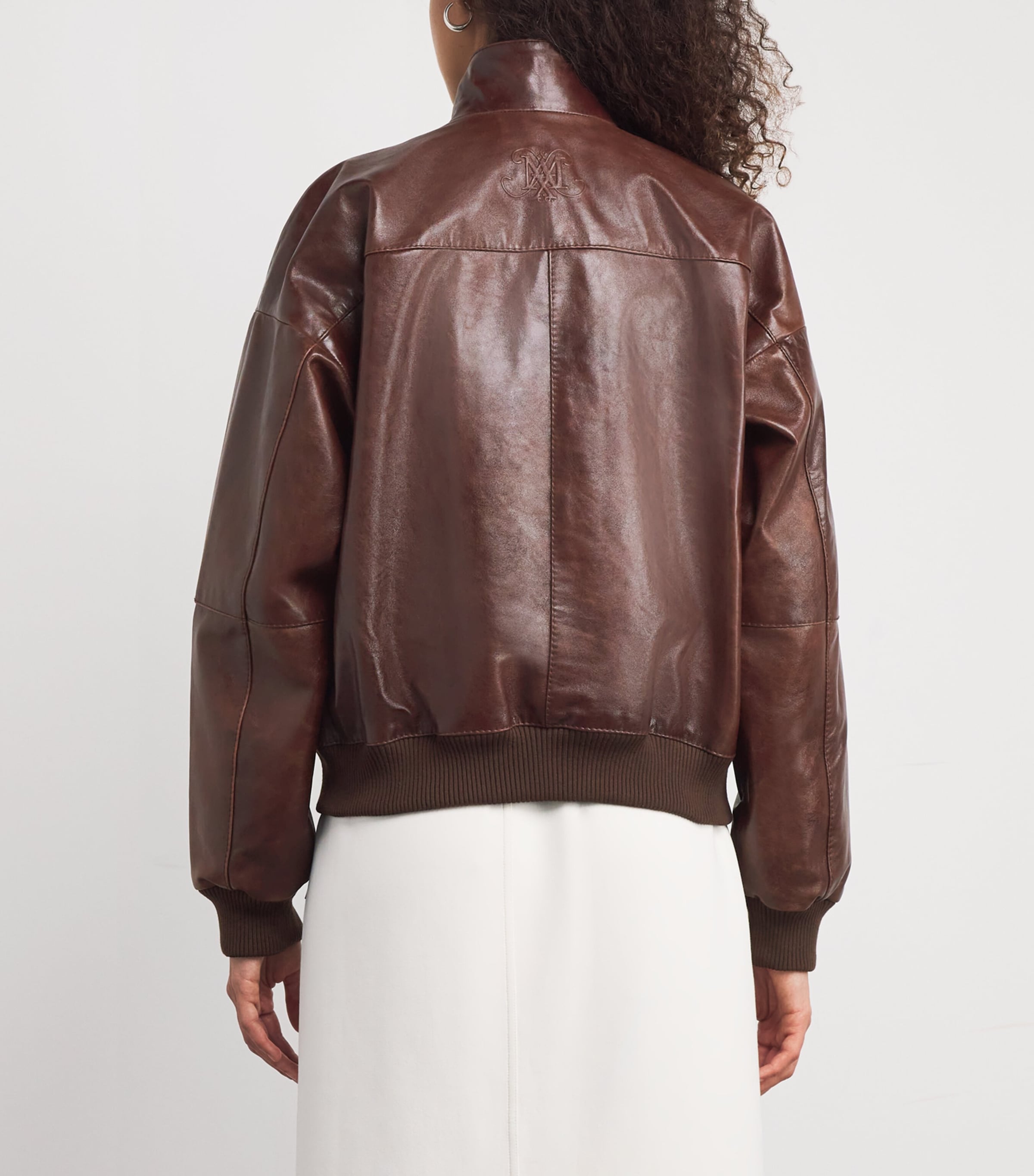 Leather Bomber Jacket BROWN Image 4