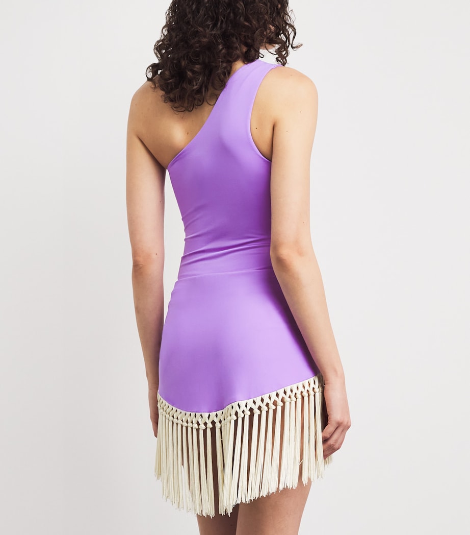 Taller Marmo Womens Pareo-Detail Yacare Swimsuit Lavender Ivory Image 3