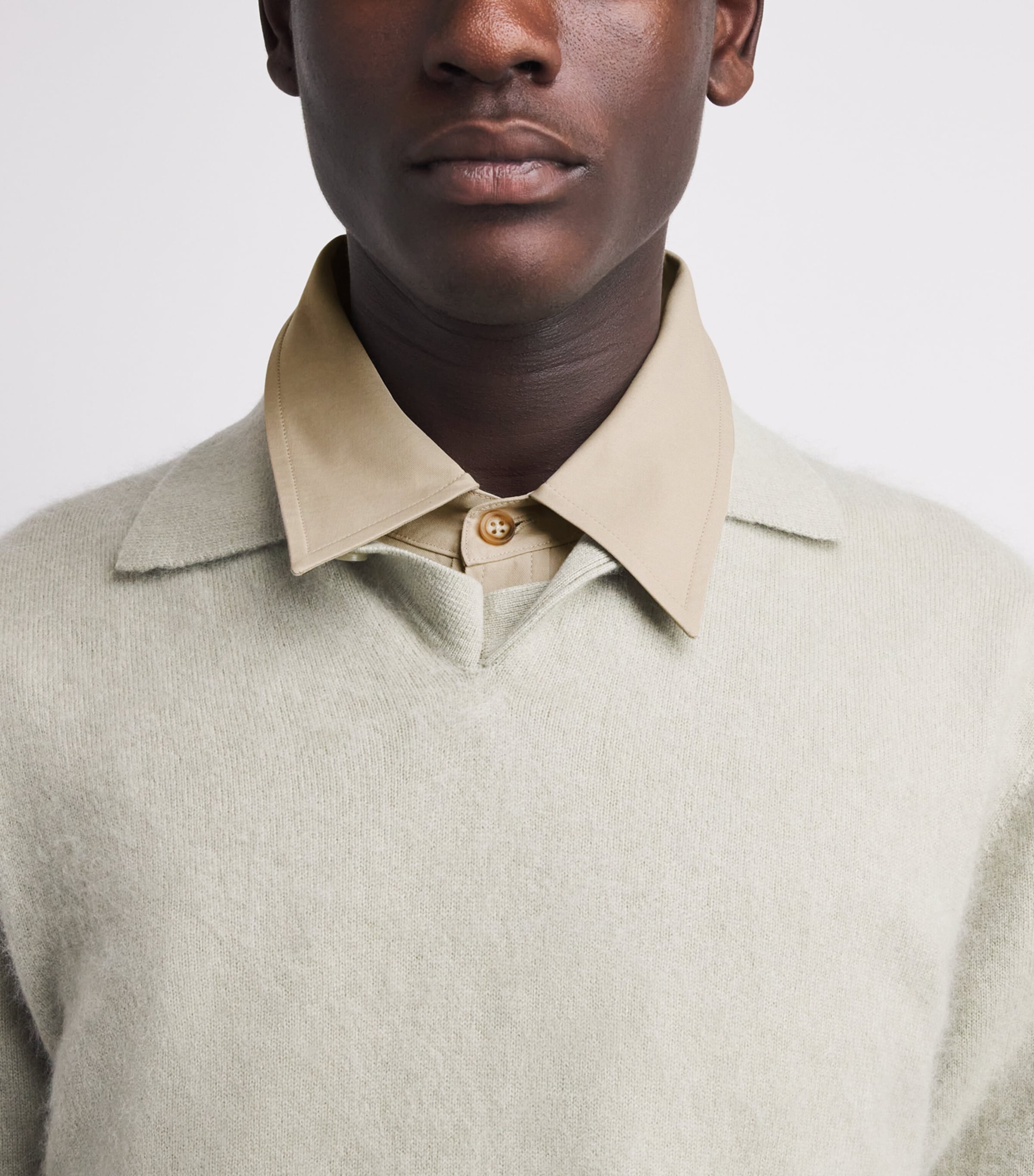 Le 17 Septembre Mens Cotton Chest Pocket Shirt Light Beige Image 3