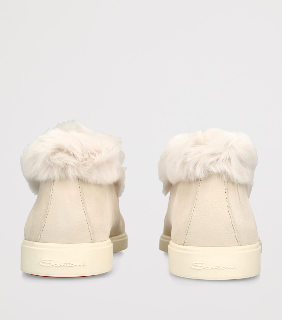 Santoni Suede Hadeel Ankle Boots Cream Comb Image 4