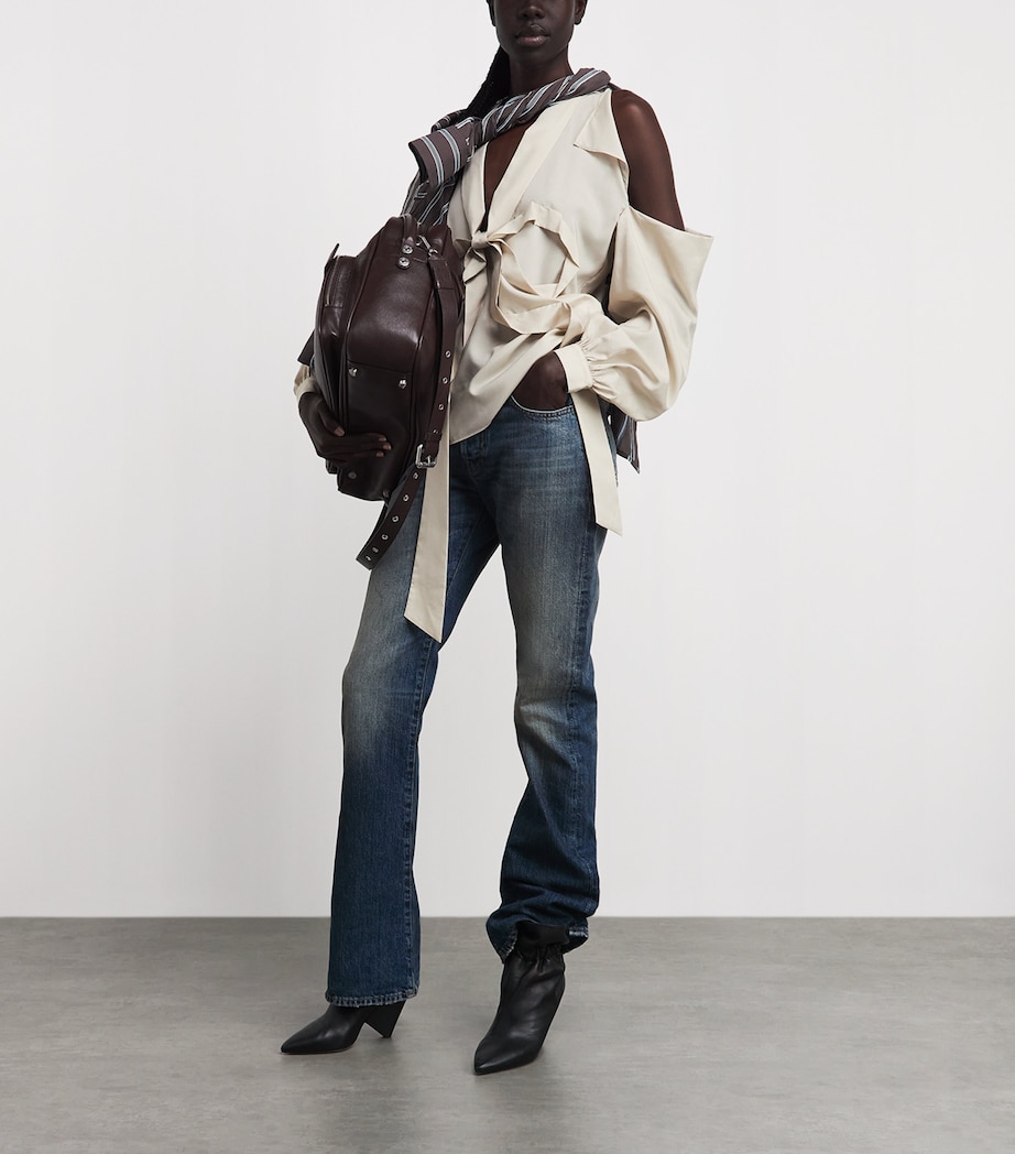 Acne Studios Womens Cut-Out Bow Blouse Light Beige Image 2