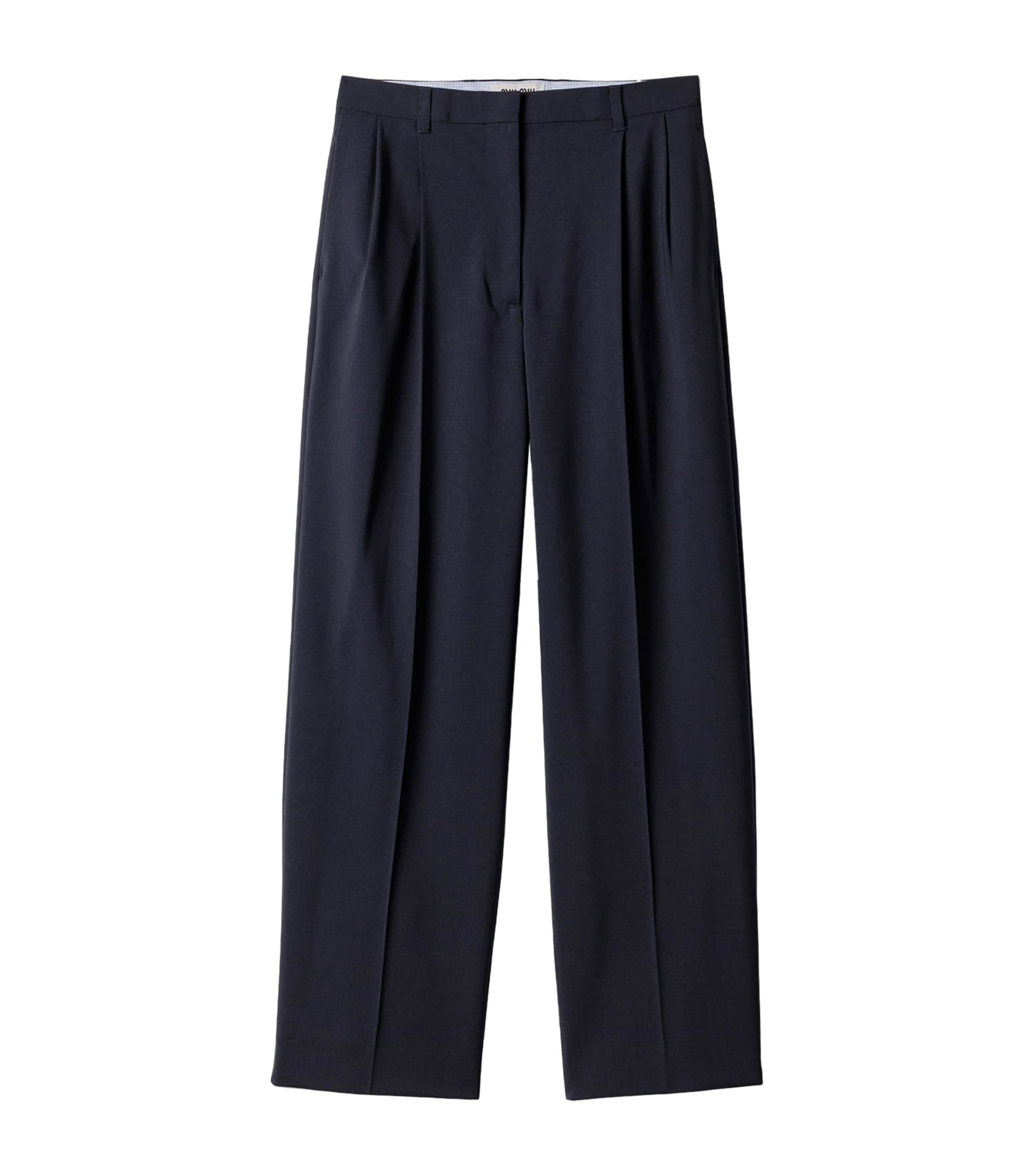 Miu Miu Womens Wool-Blend Tailored Trousers Blue Image 1