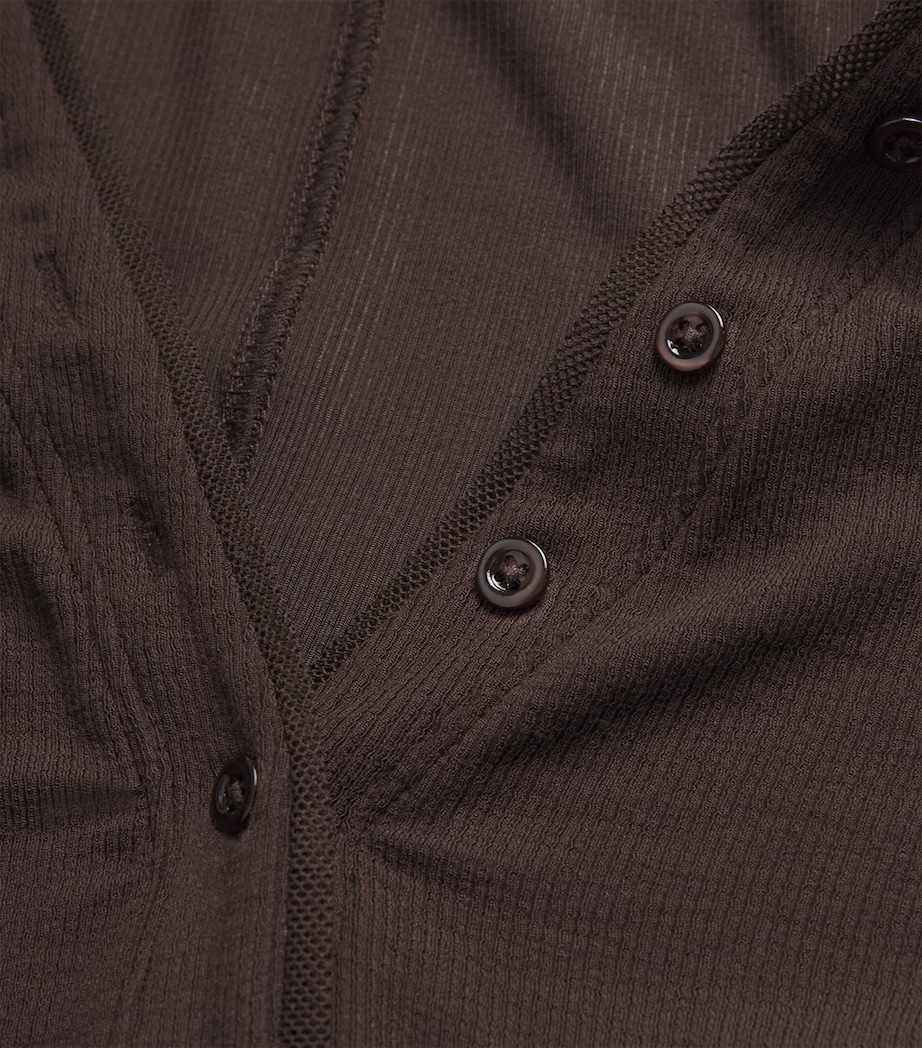 Modal Ribbed Henley T-Shirt COFFEE Image 5