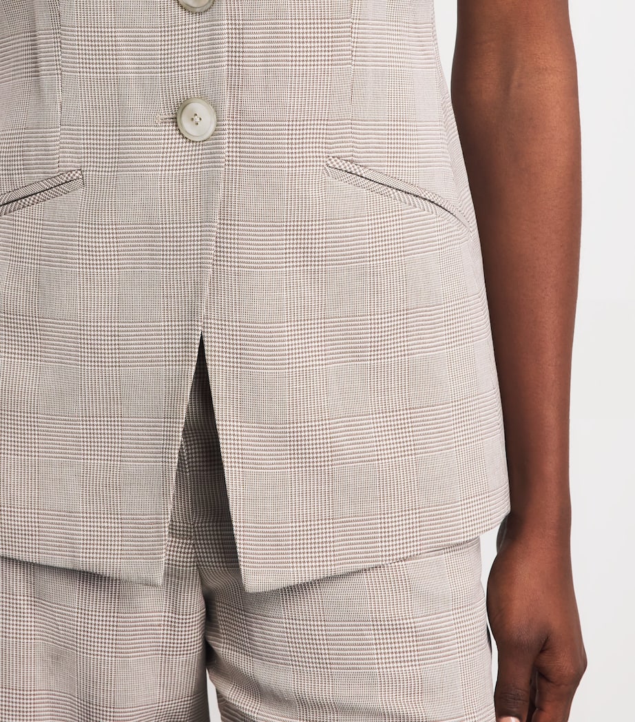 Veronica Beard Womens Plaid Sorenne Waistcoat Acorn/dove Image 3