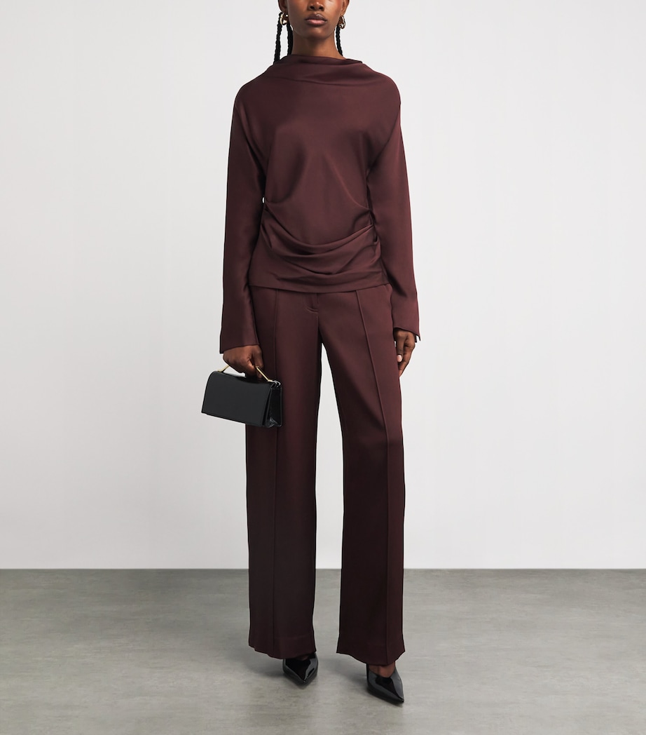 Satin Draped Victoria Blouse MAHOGANY Image 2