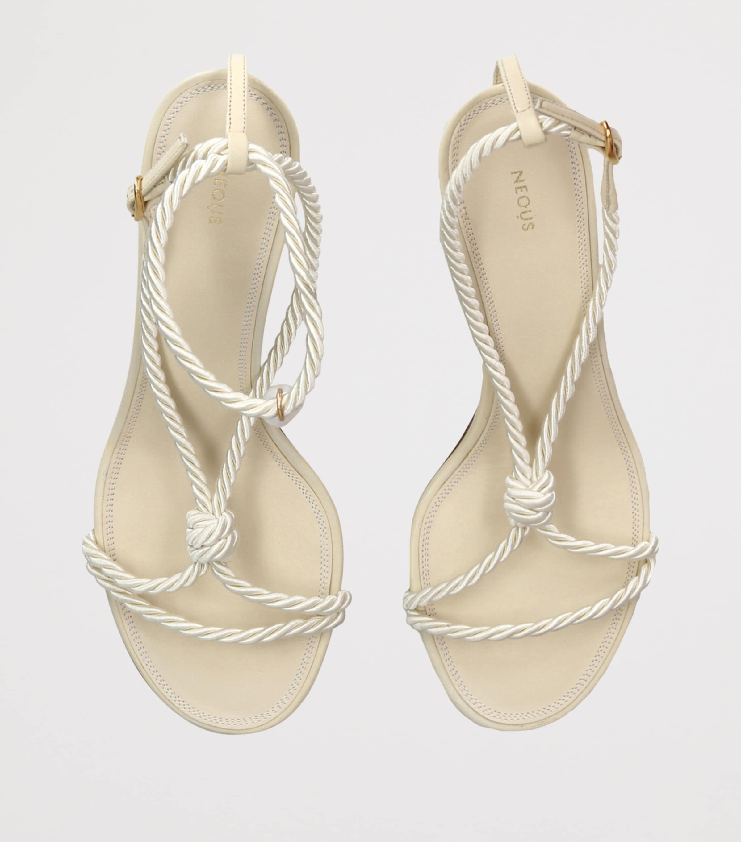 NEOUS Leather and Rope Garnet Heeled Sandals Bone Image 3