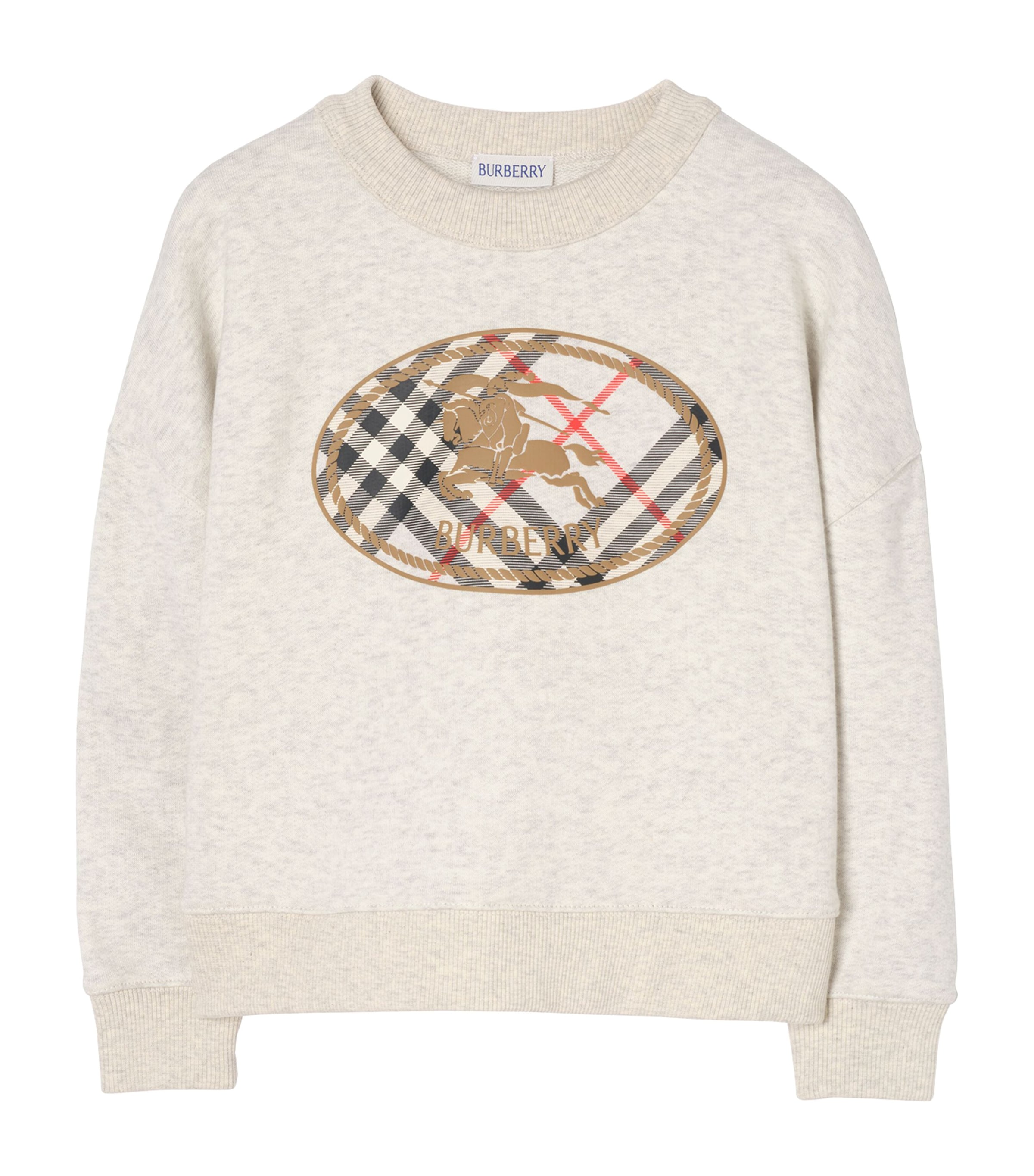 Burberry Kids Cotton Knight Stamp Sweatshirt (4-12 Years) White Melange Image 1